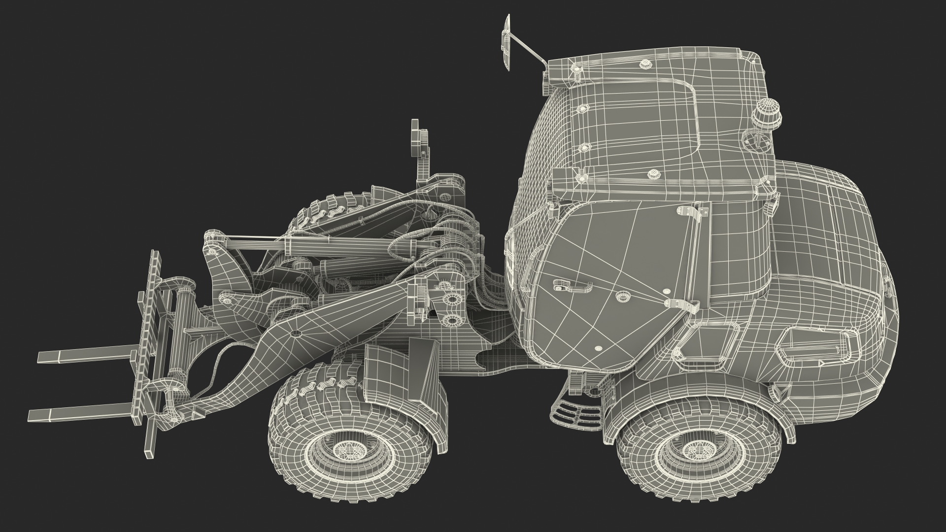 3D Electric Loader with Pallet Fork Simple Interior model