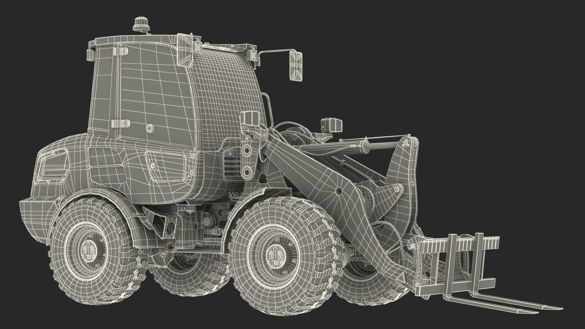 3D Electric Loader with Pallet Fork Simple Interior model