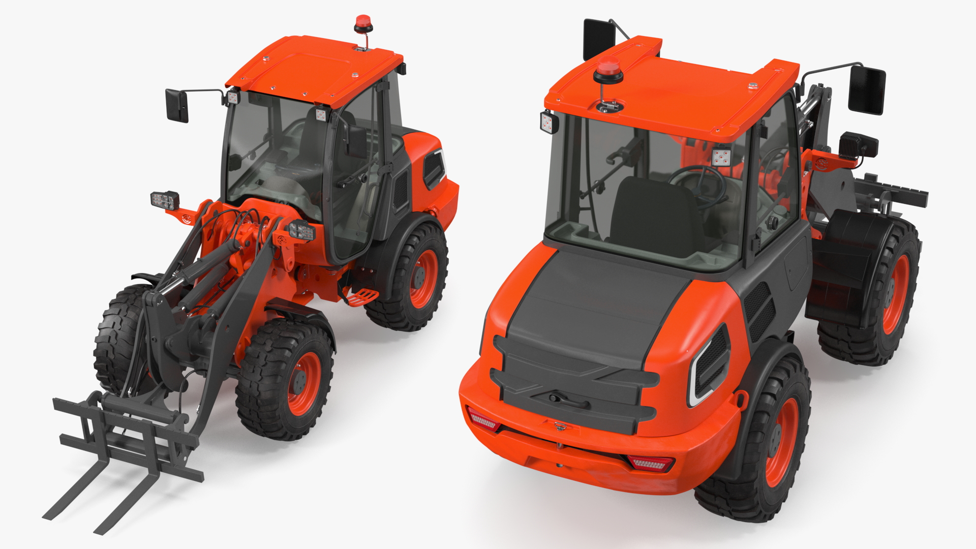 3D Electric Loader with Pallet Fork Simple Interior model