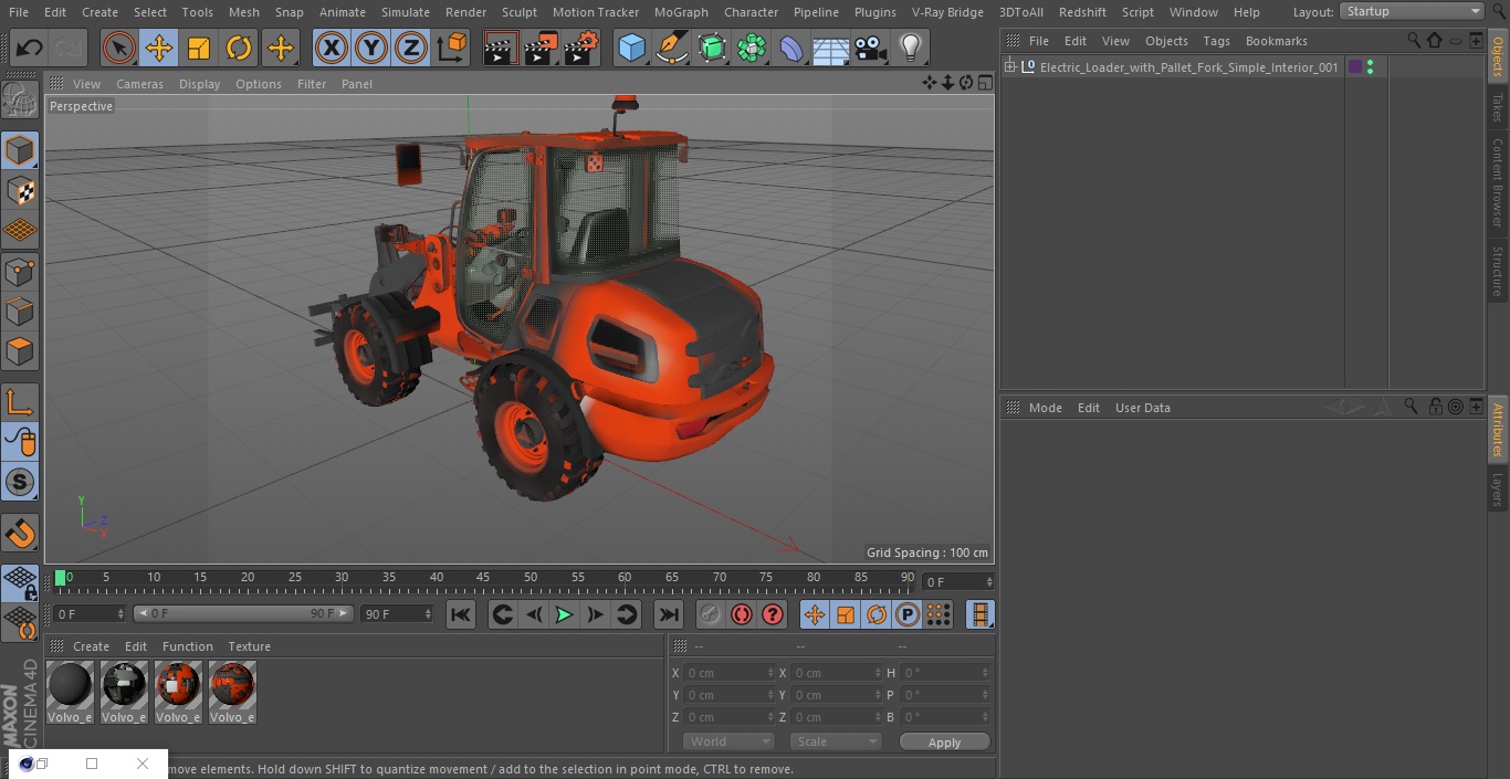 3D Electric Loader with Pallet Fork Simple Interior model