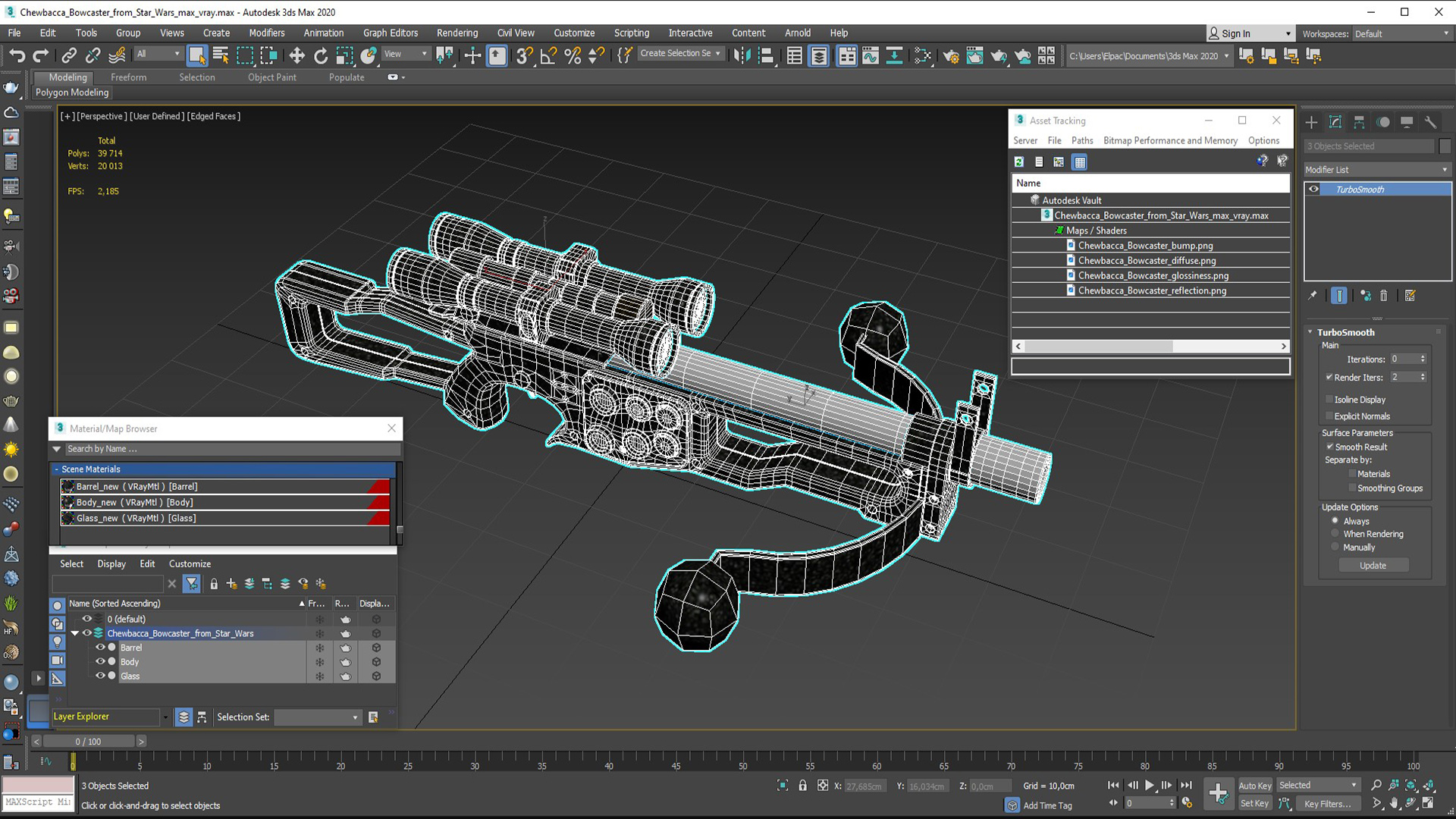 Chewbacca Bowcaster from Star Wars 3D model