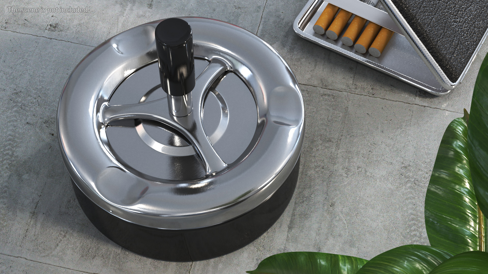 3D Round Push Down Ashtray with Spinning Tray Black model