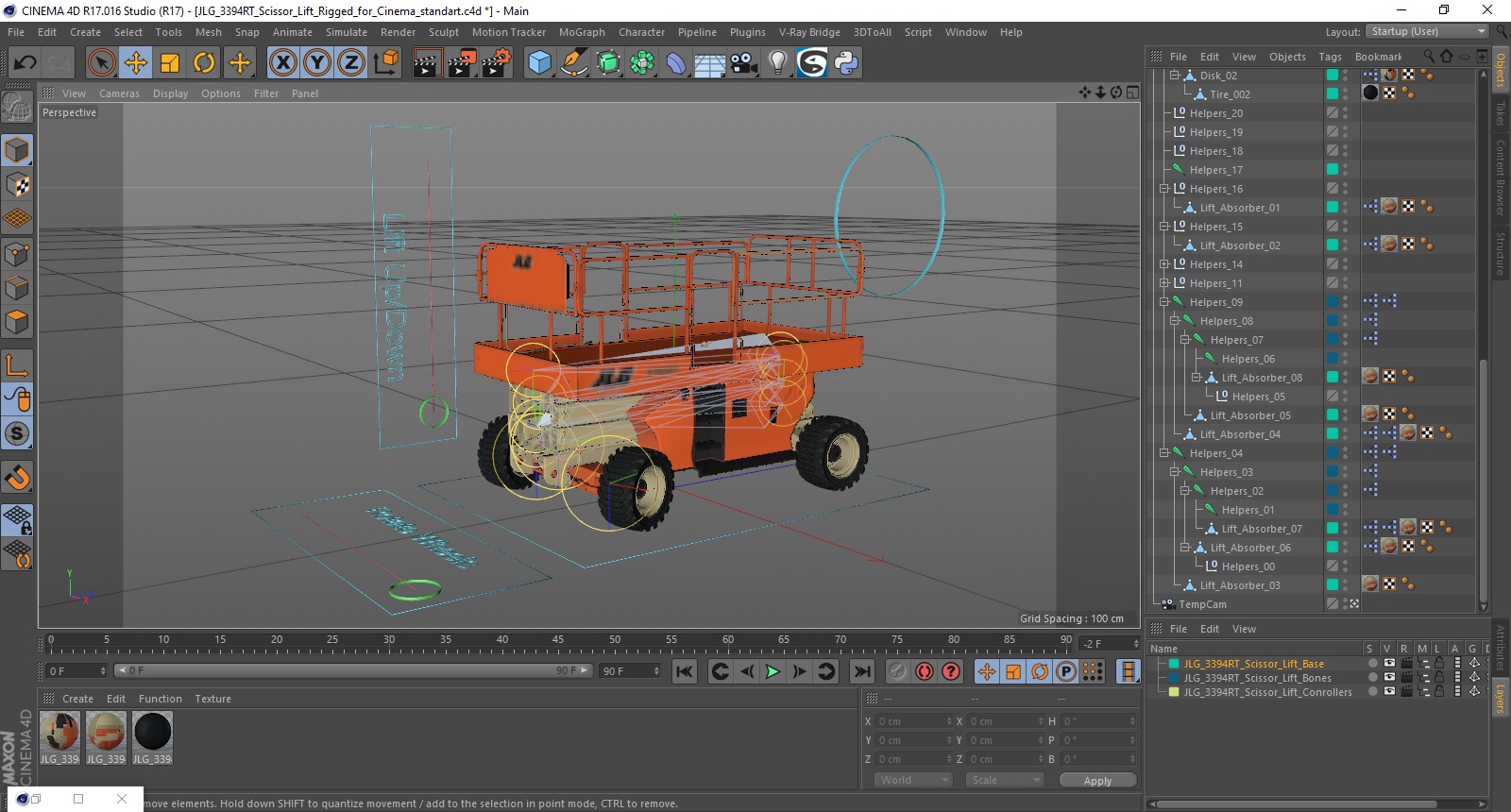 JLG 3394RT Scissor Lift Rigged for Cinema 4D 3D model