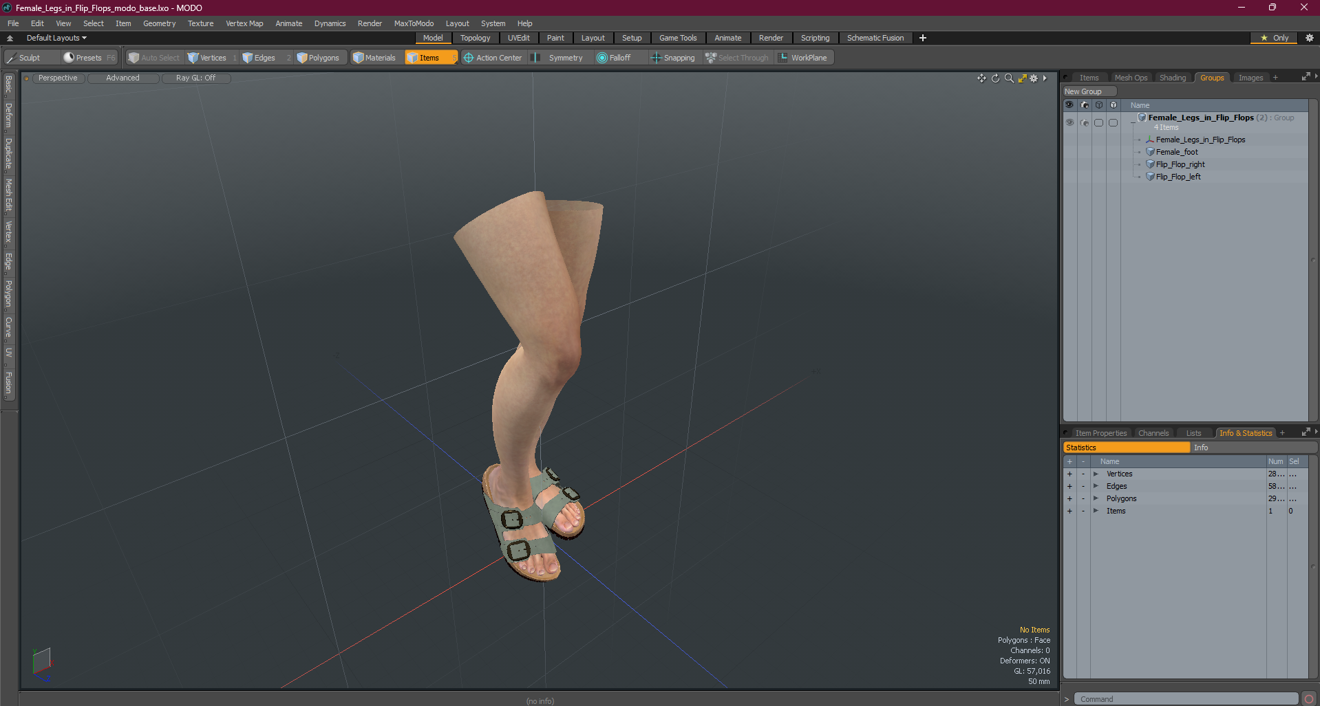 3D model Female Legs in Flip-Flops