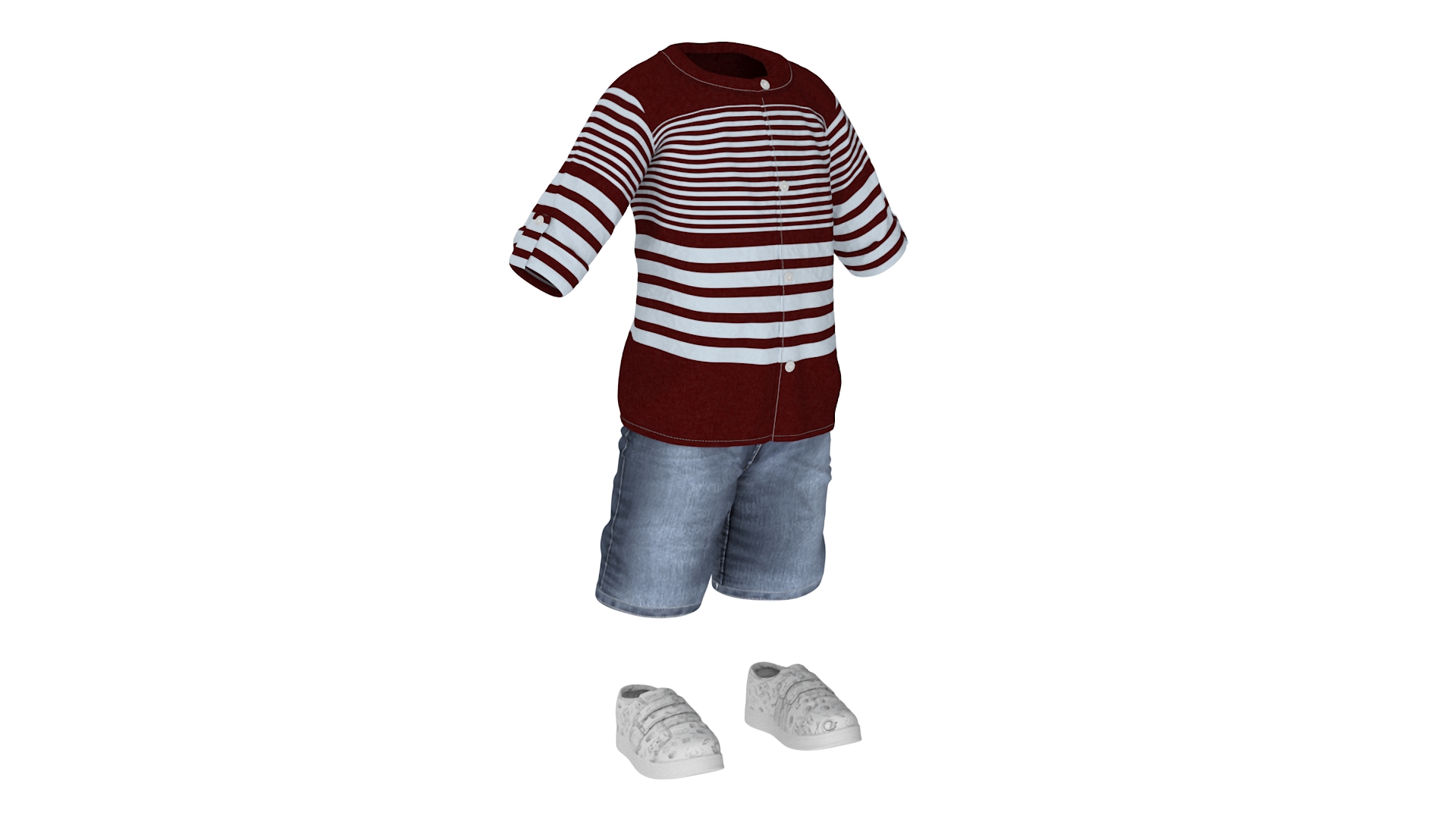 3D Black Baby Boy Outdoor in Summer Outfit A-Pose