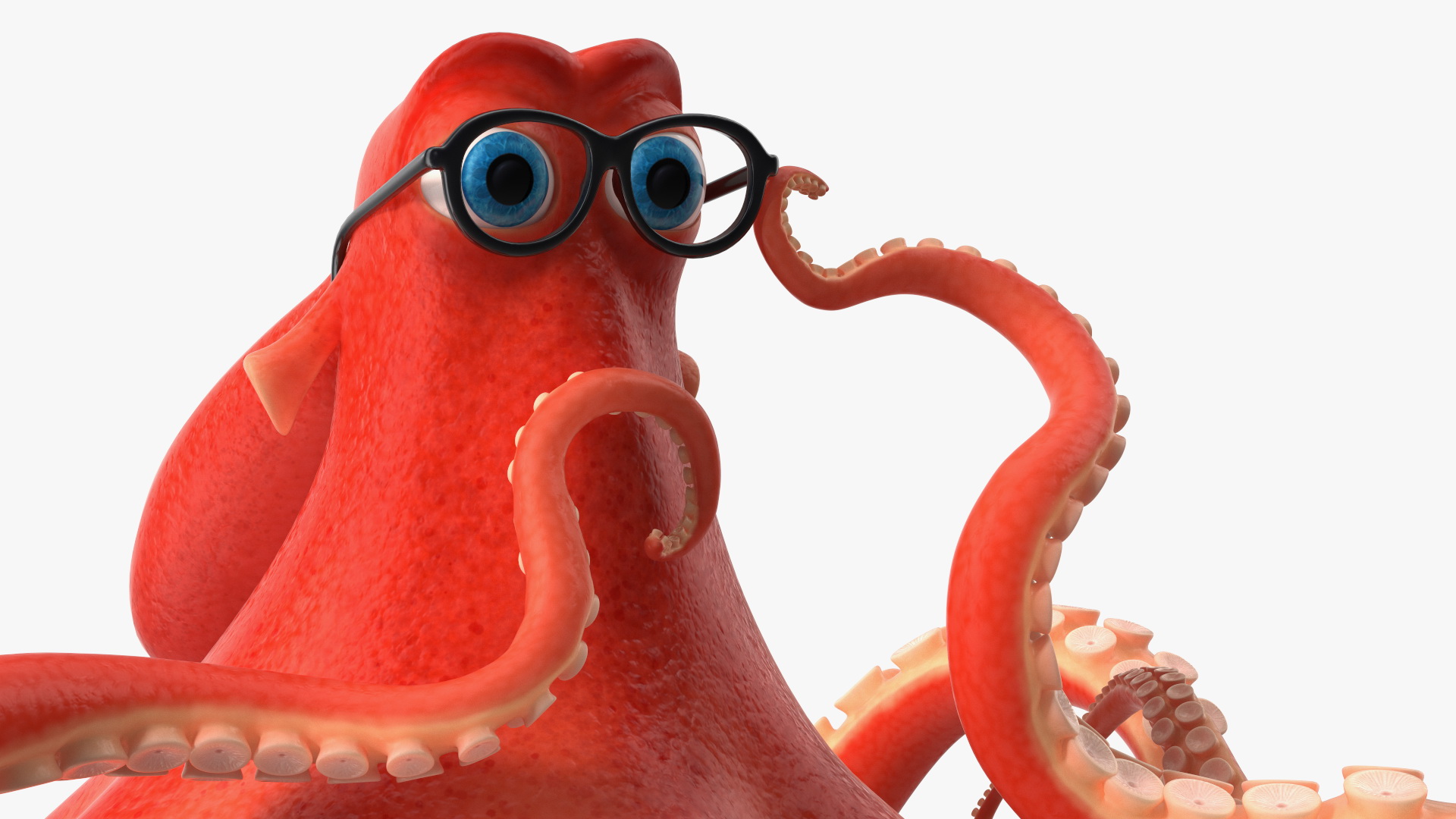 3D Octopus Character Wearing Glasses model