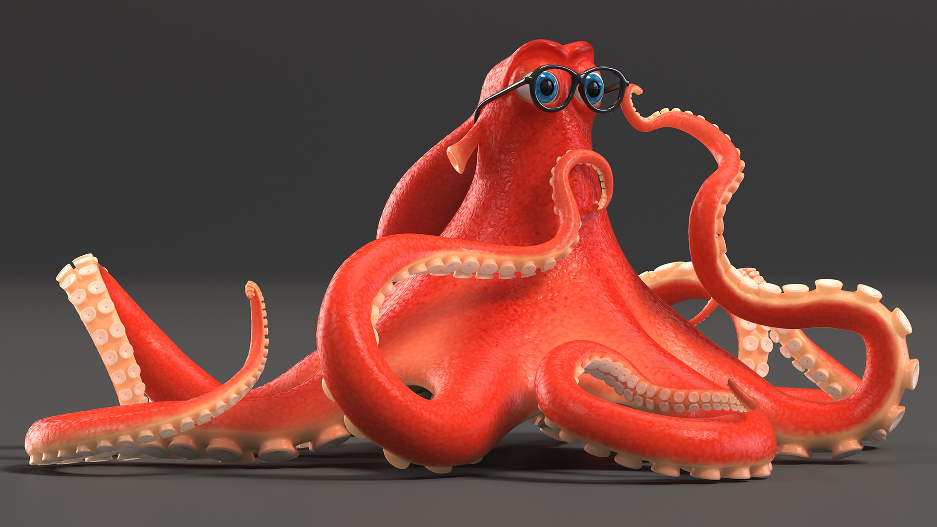 3D Octopus Character Wearing Glasses model