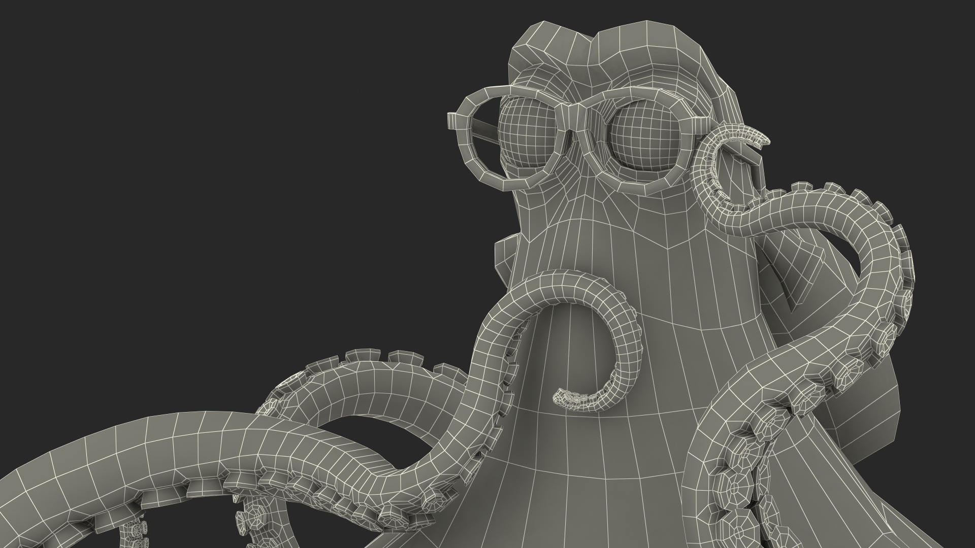 3D Octopus Character Wearing Glasses model