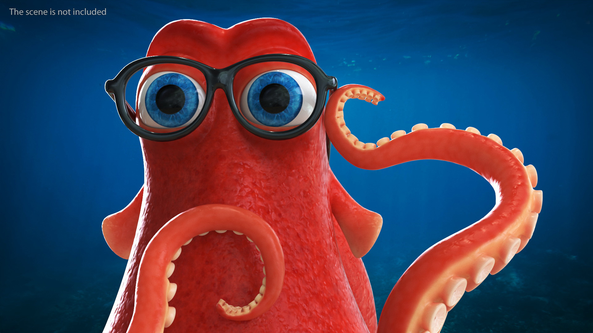 3D Octopus Character Wearing Glasses model