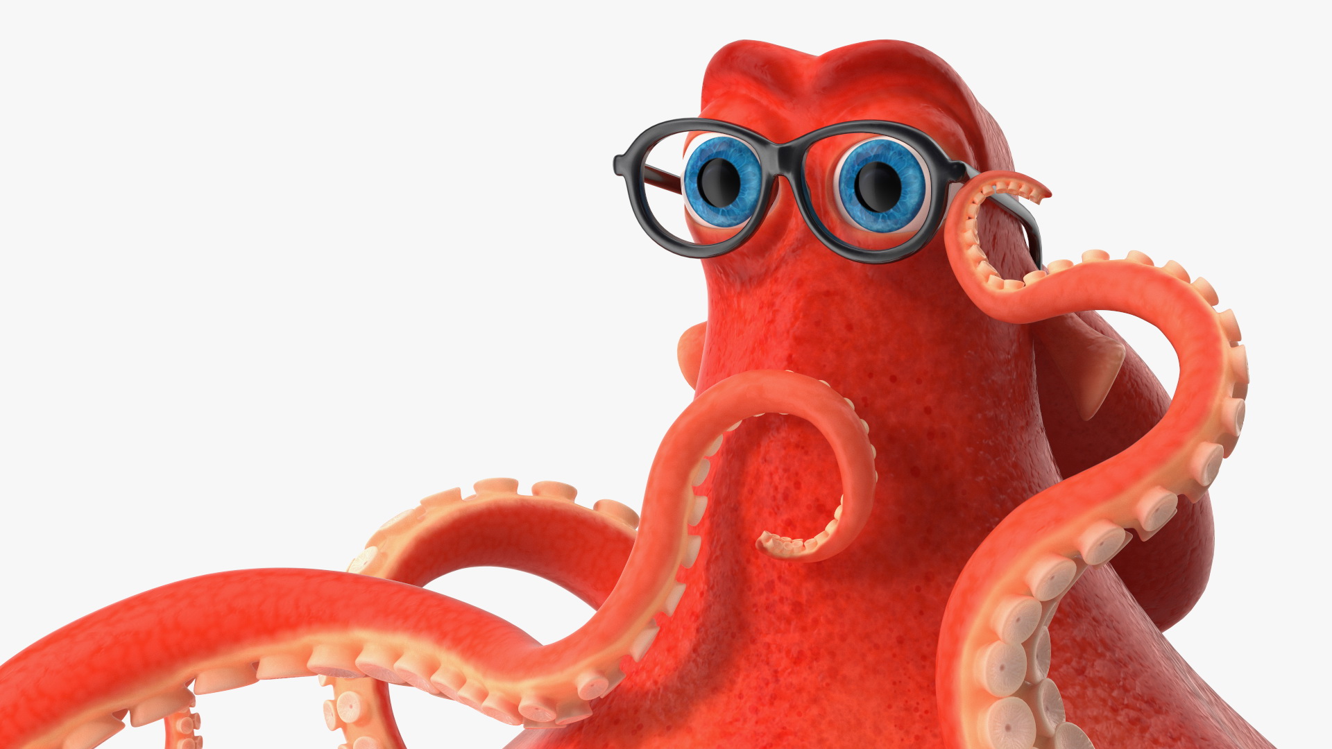 3D Octopus Character Wearing Glasses model