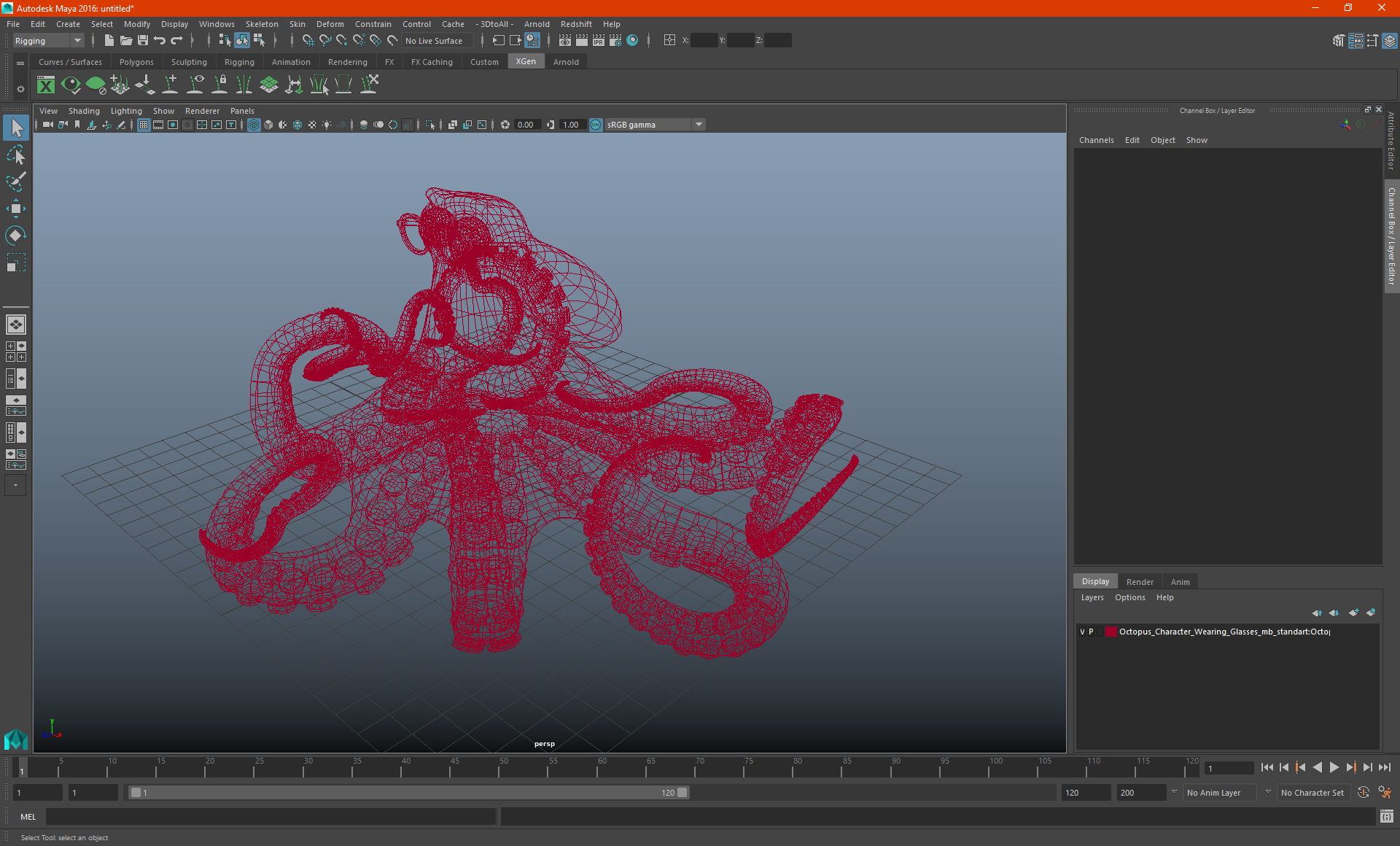 3D Octopus Character Wearing Glasses model