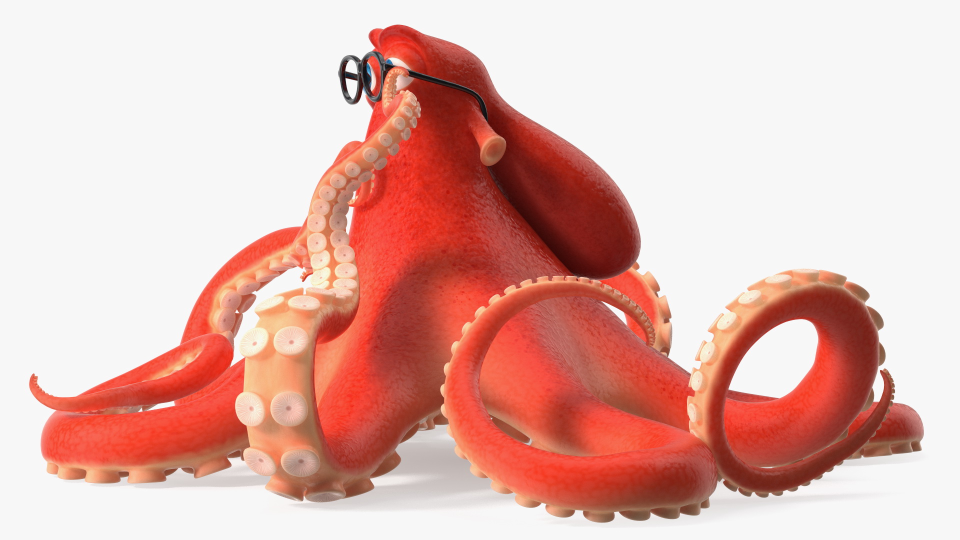 3D Octopus Character Wearing Glasses model