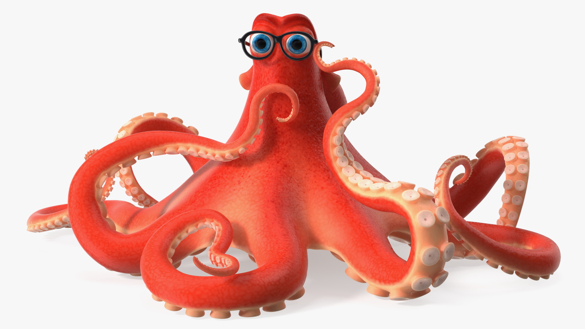 3D Octopus Character Wearing Glasses model