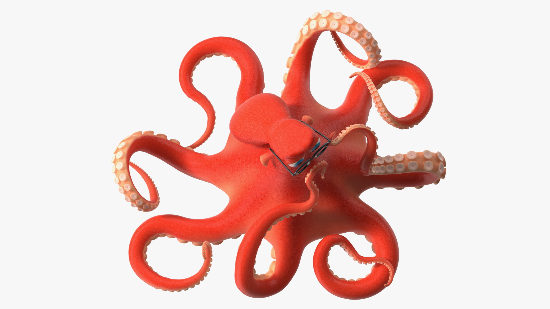 3D Octopus Character Wearing Glasses model