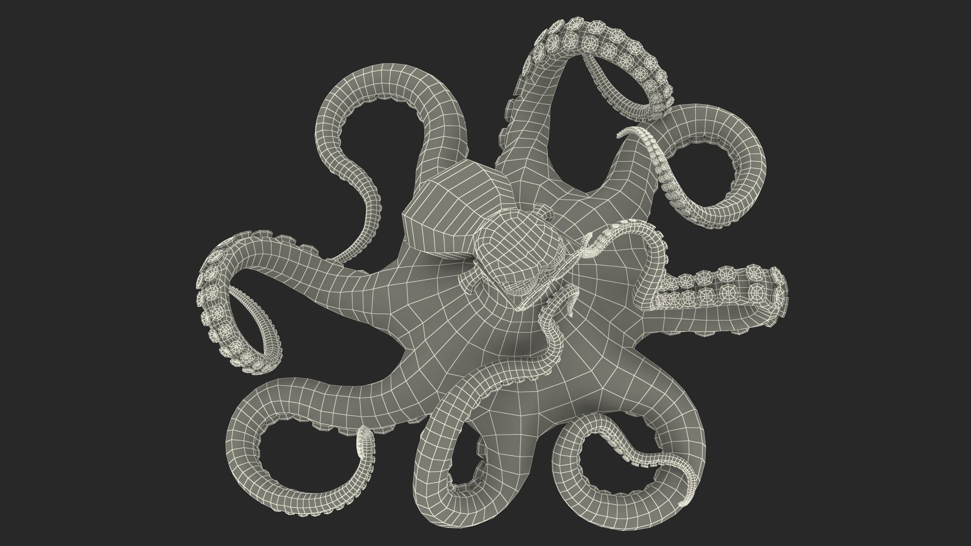 3D Octopus Character Wearing Glasses model