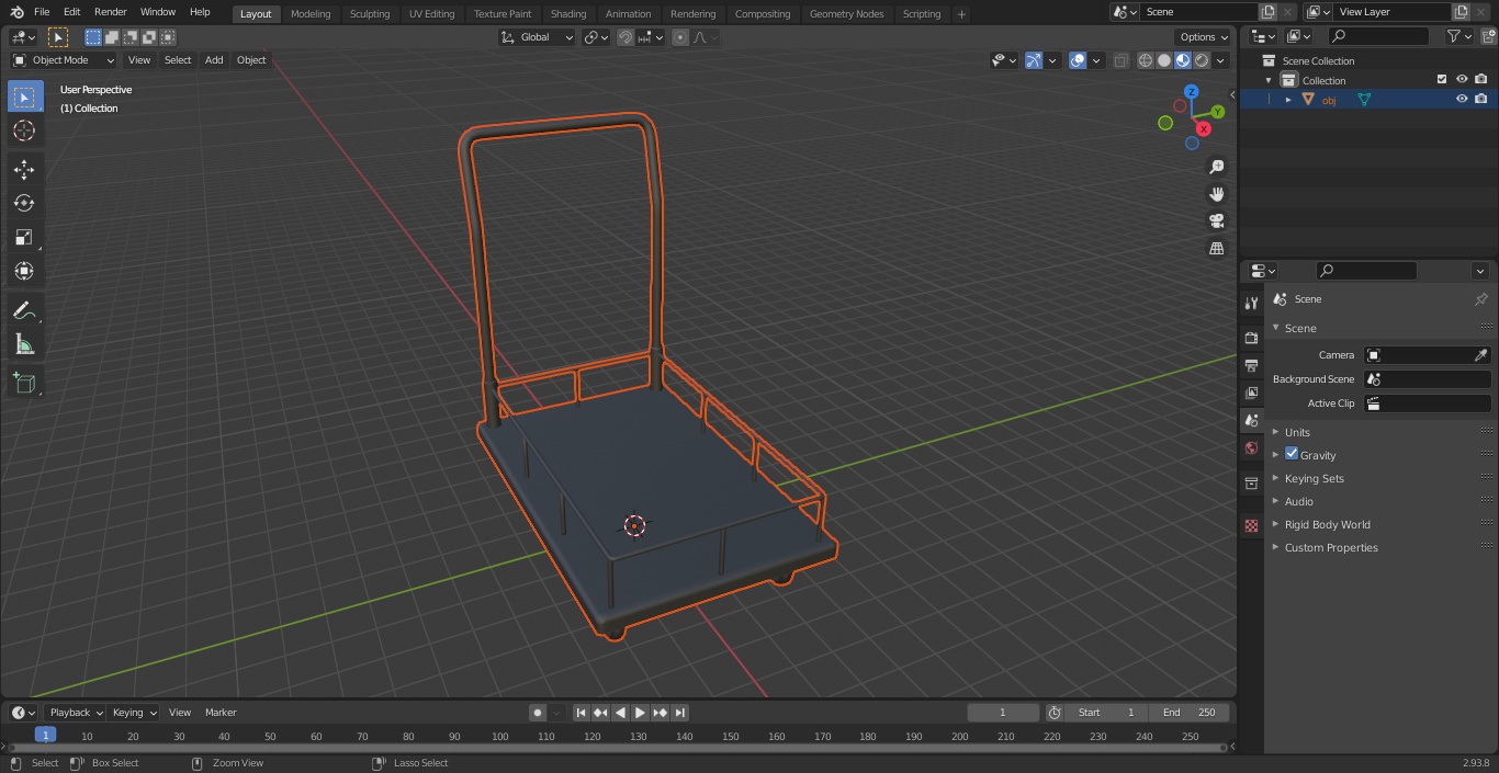 3D Trolley Low Platform with Railing model