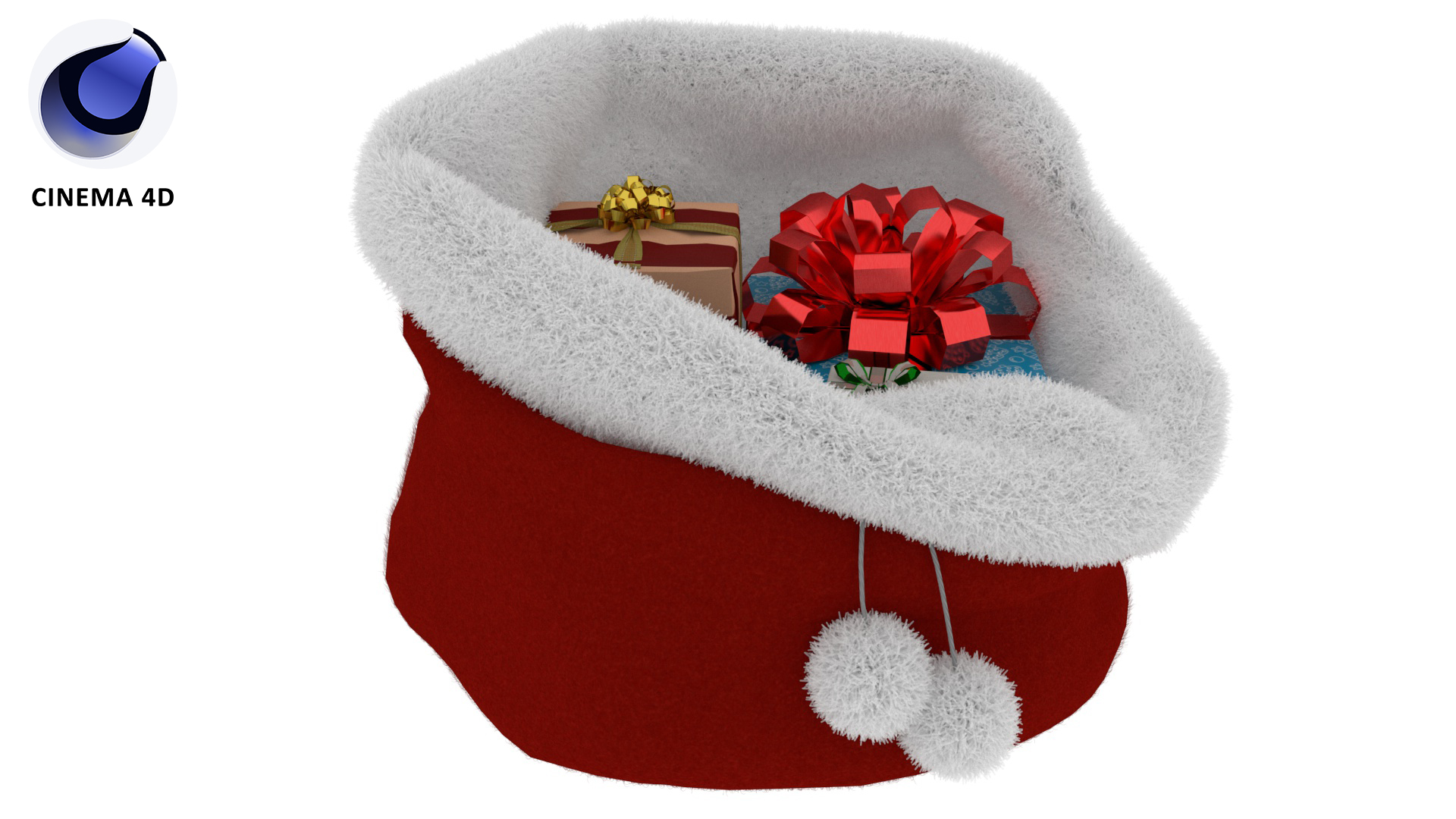 3D model Santa Bag of Gifts Fur for Vray Fur