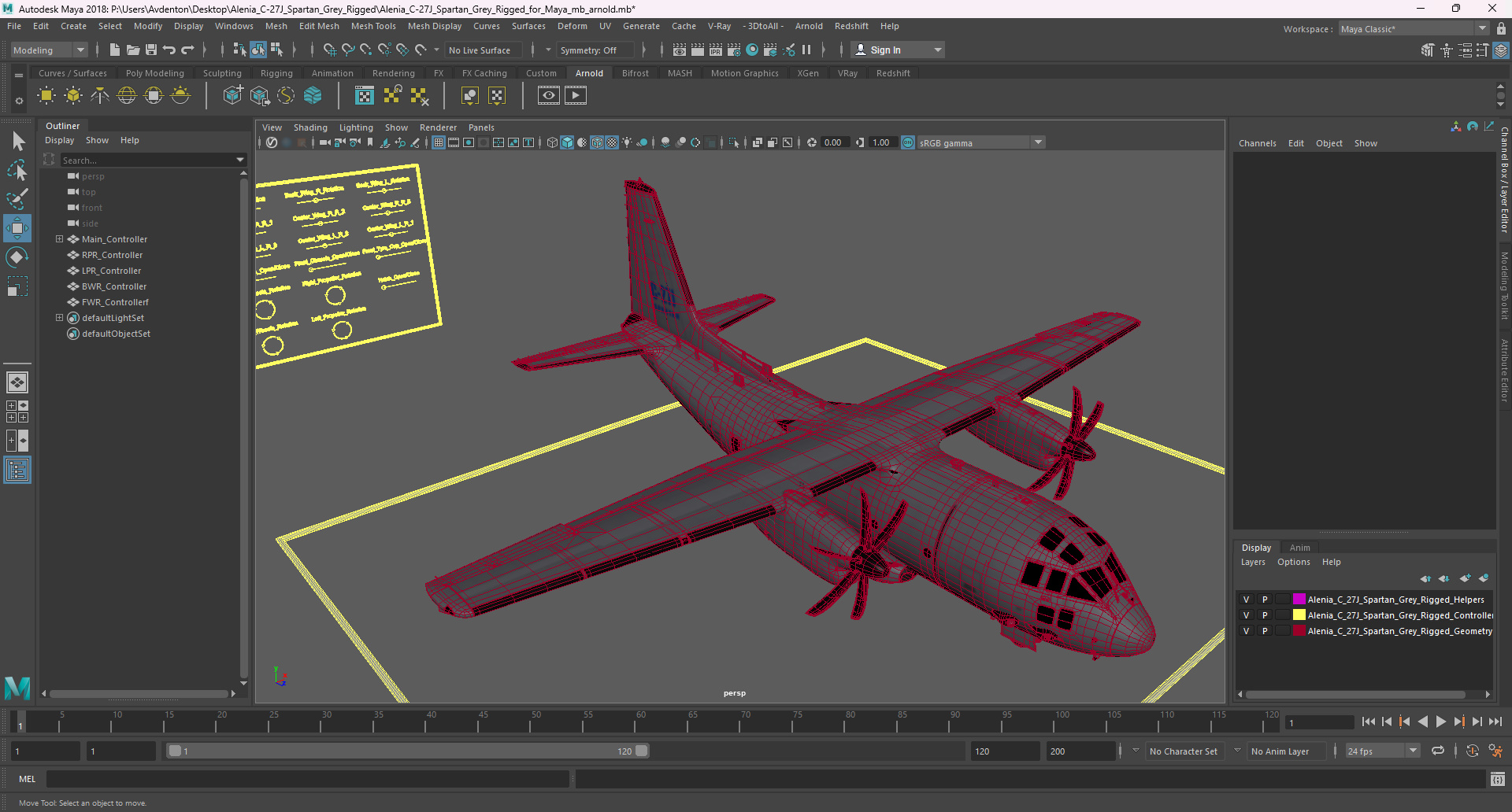 3D Alenia C-27J Spartan Grey Rigged for Maya