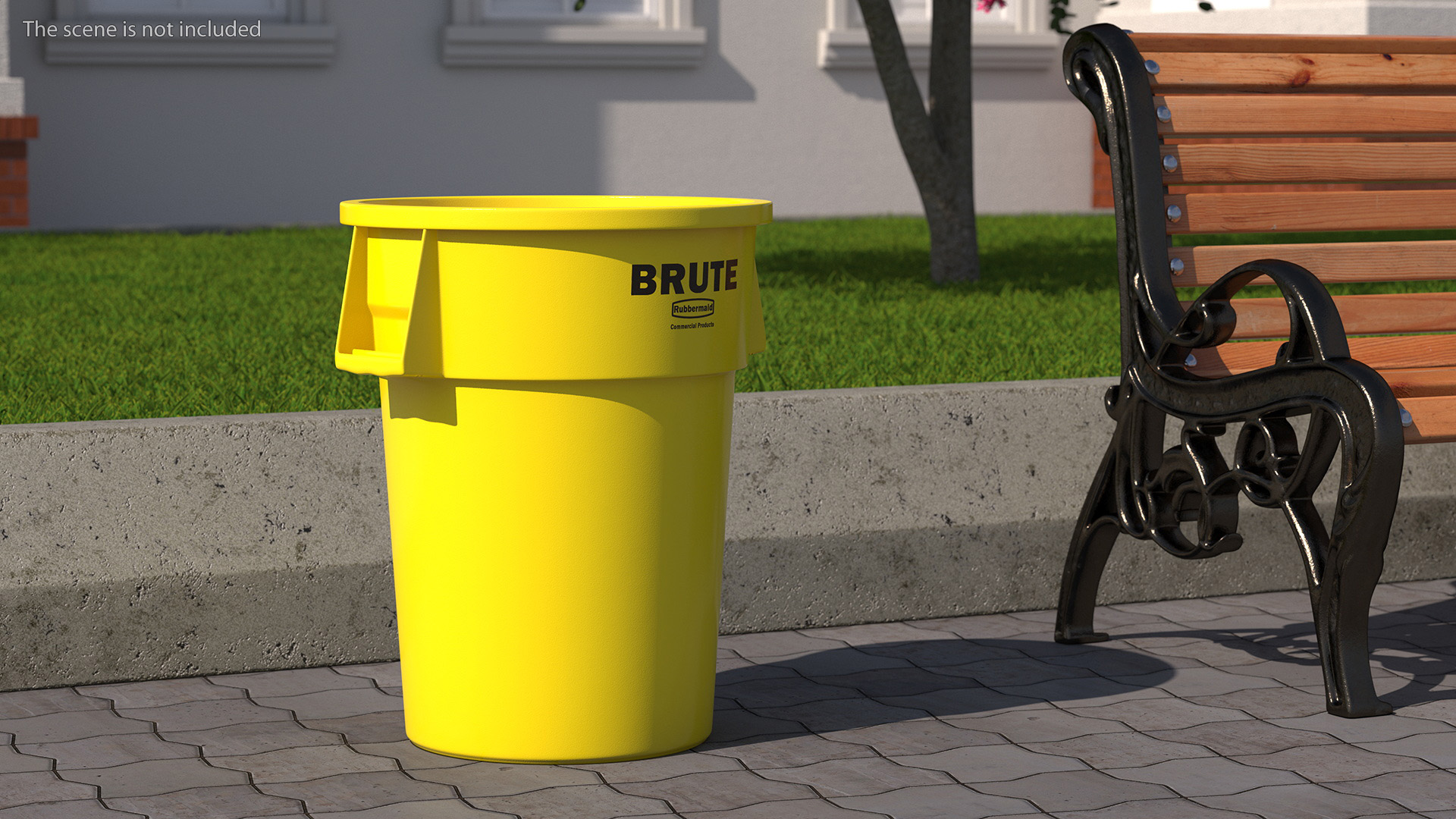 Rubbermaid Commercial Brute Vented Trash Yellow 3D