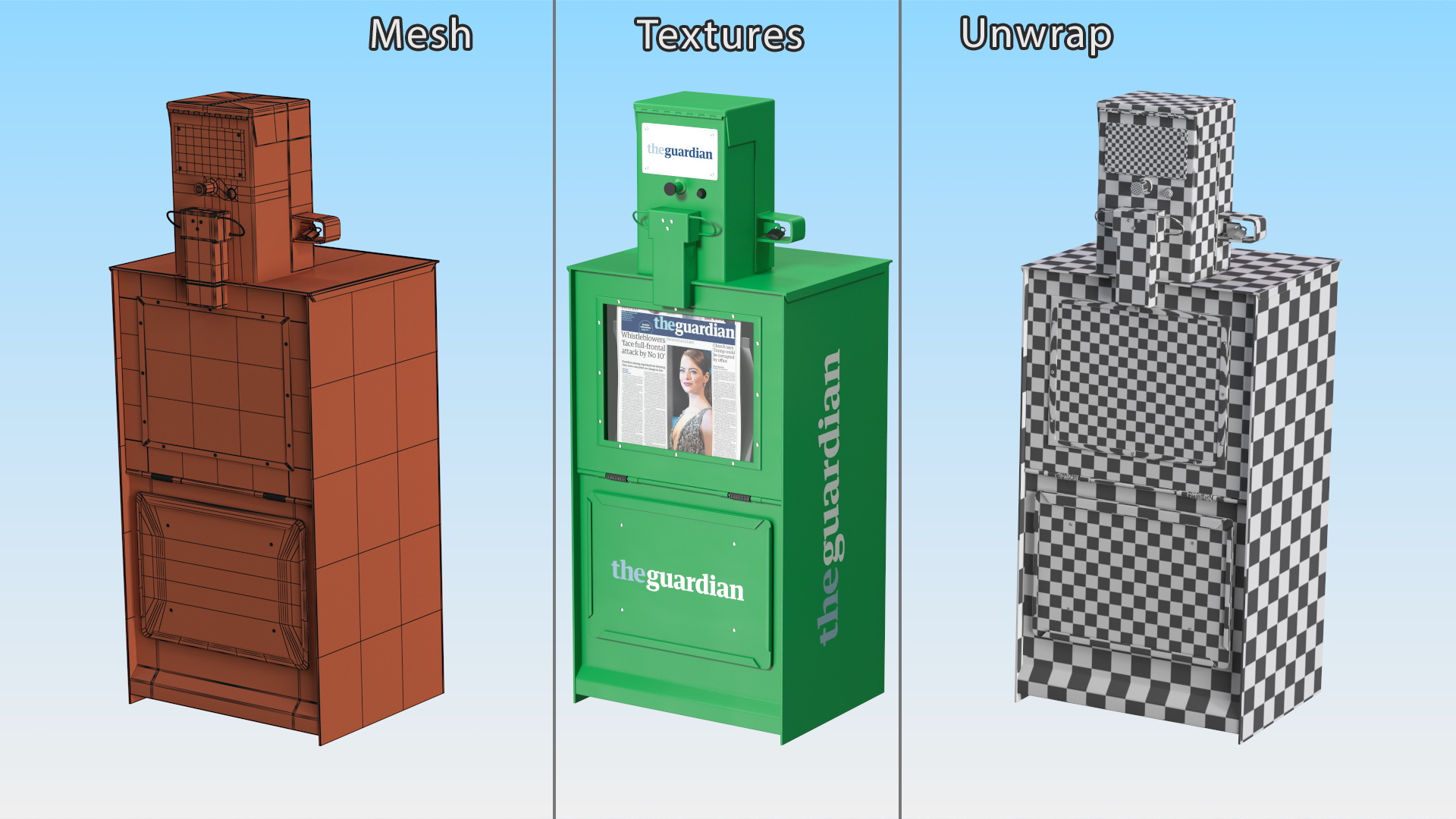 3D Newspaper Vending Machine The Guardian model