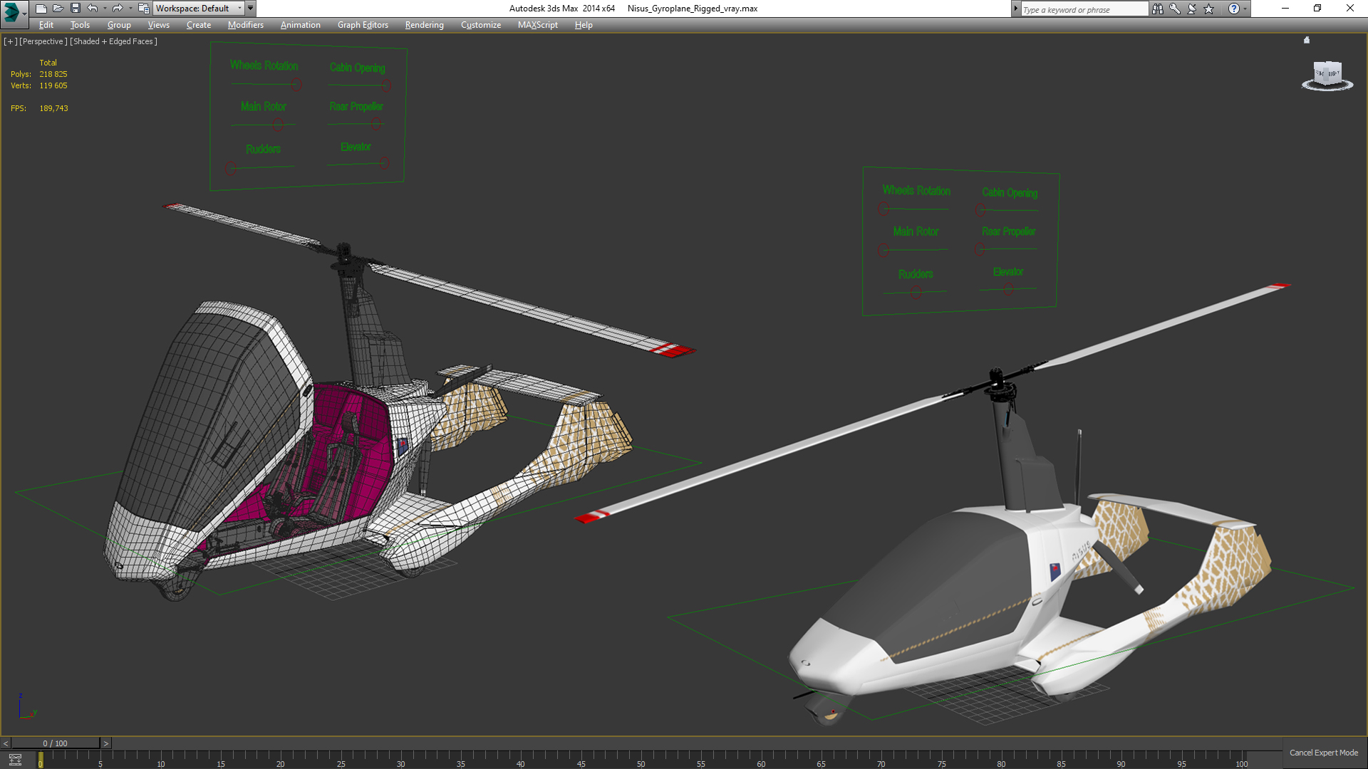 3D Nisus Gyroplane Rigged for Maya