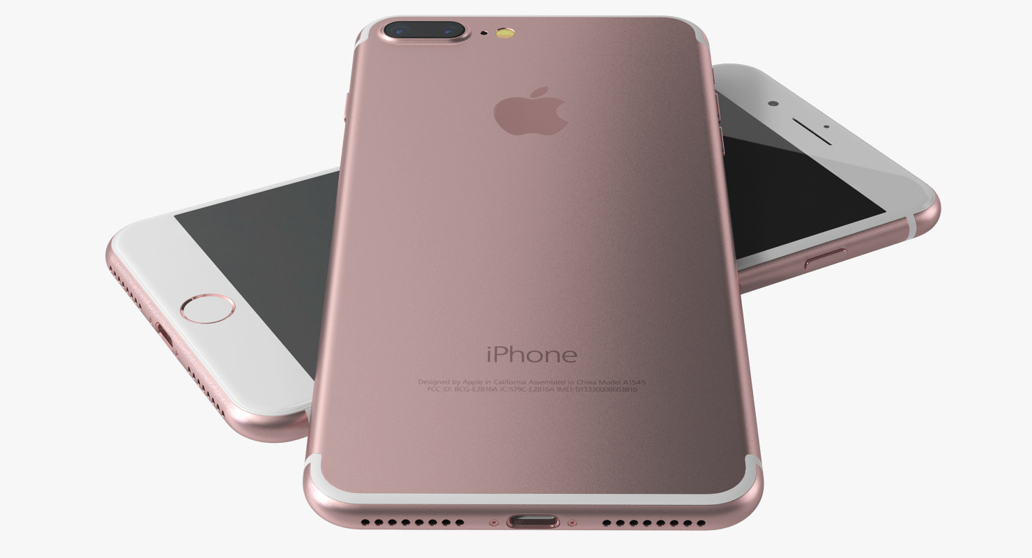 3D IPhone 7 Plus Rose Gold model