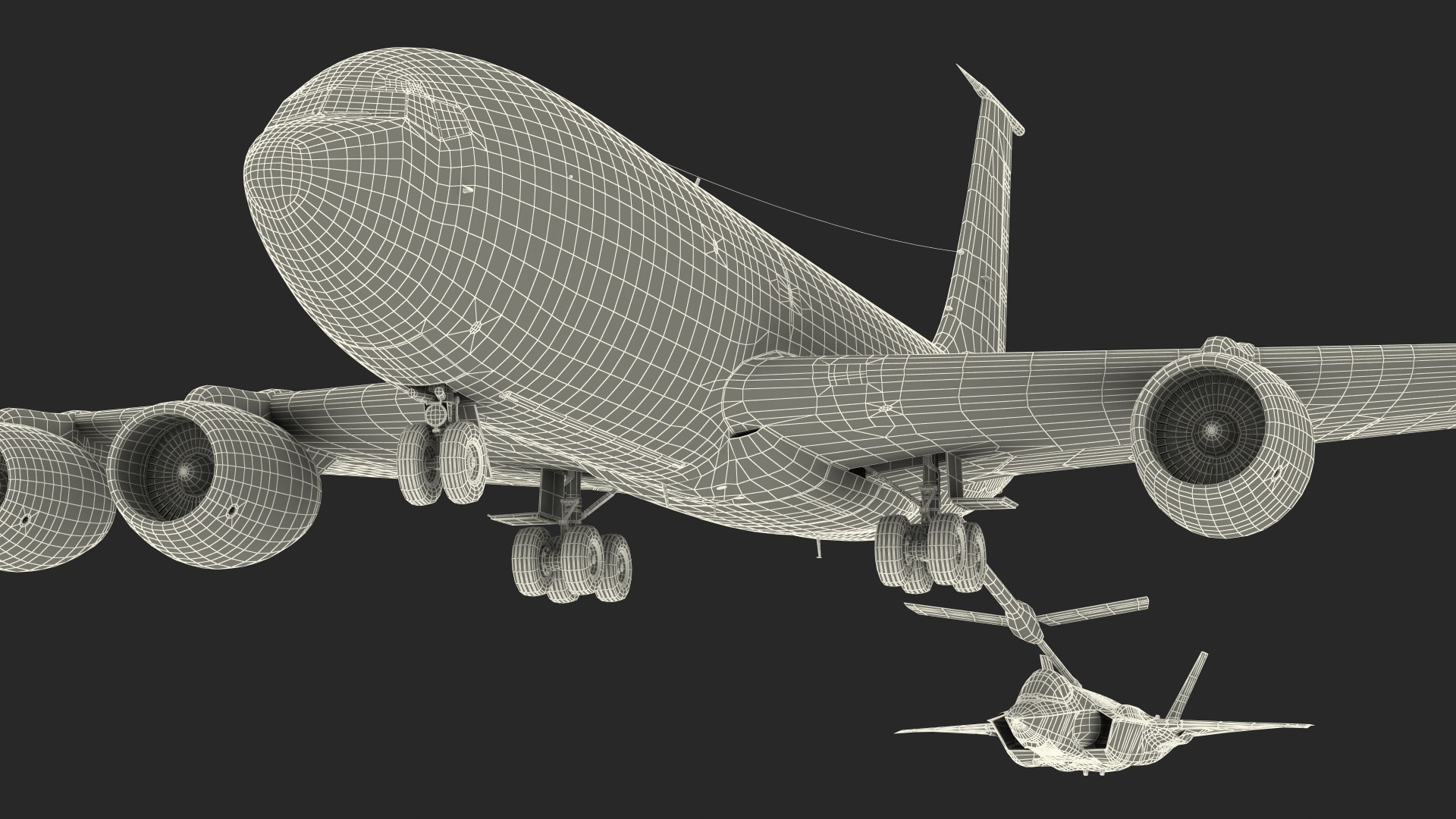 3D model Boeing KC 135 Stratotanker with F35 Lightning II Rigged