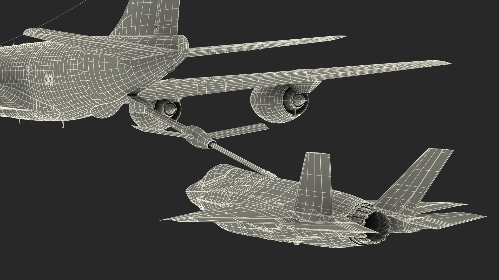 3D model Boeing KC 135 Stratotanker with F35 Lightning II Rigged