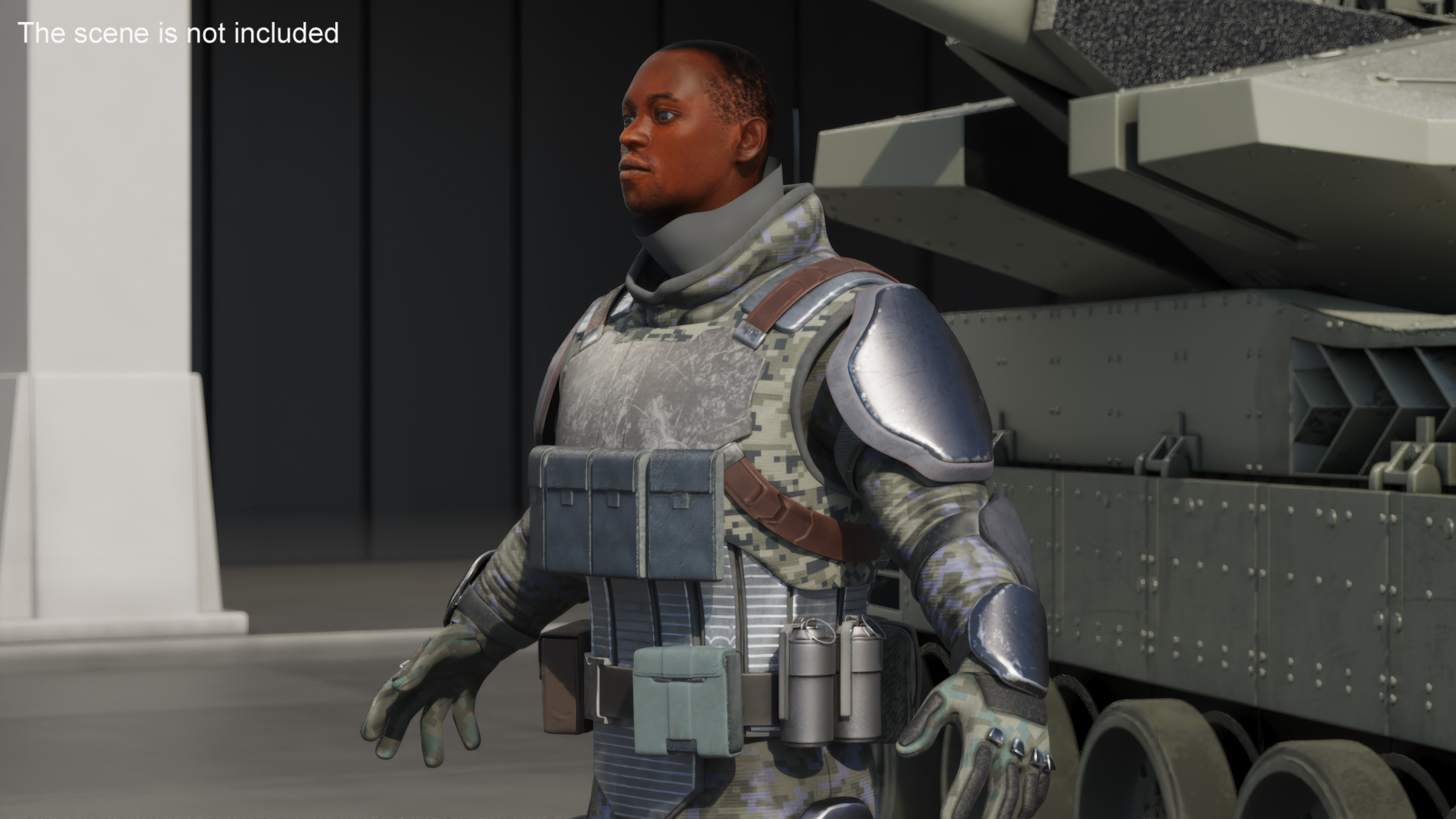 Soldier Wearing Futuristic Armor 3D