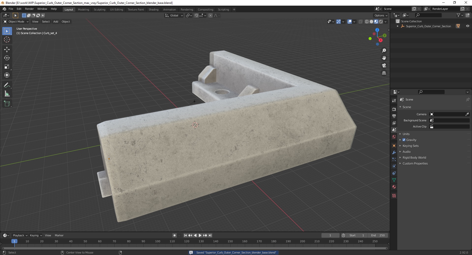 Superior Curb Outer Corner Section 3D model