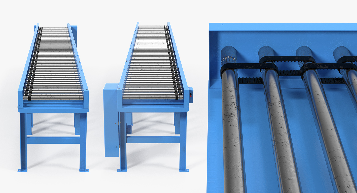 3D model Conveyor Belt Roller Blue