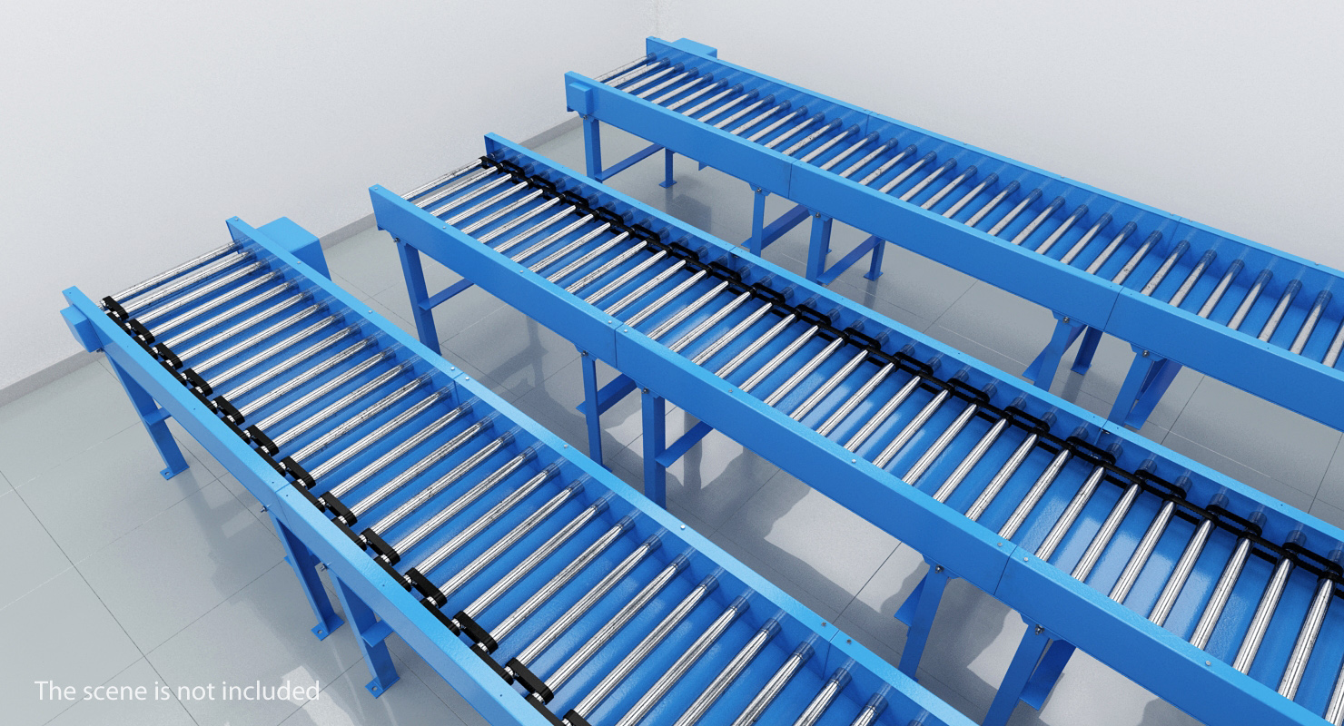 3D model Conveyor Belt Roller Blue