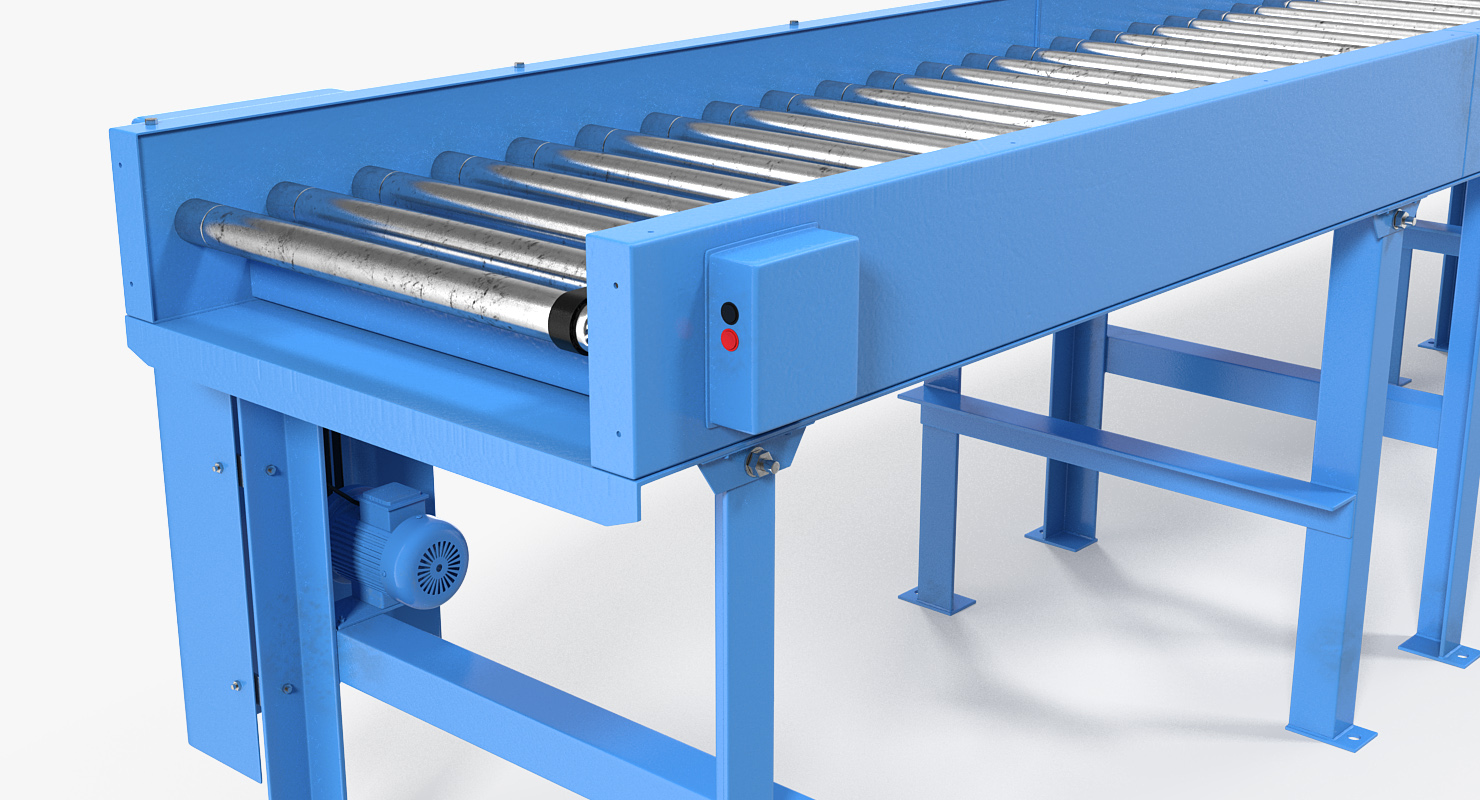 3D model Conveyor Belt Roller Blue