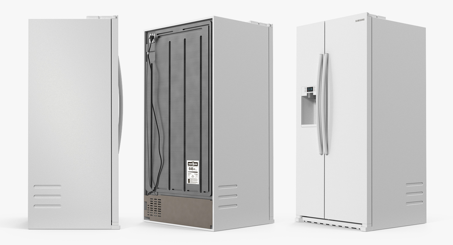 3D Samsung Side By Side Refrigerator Open model