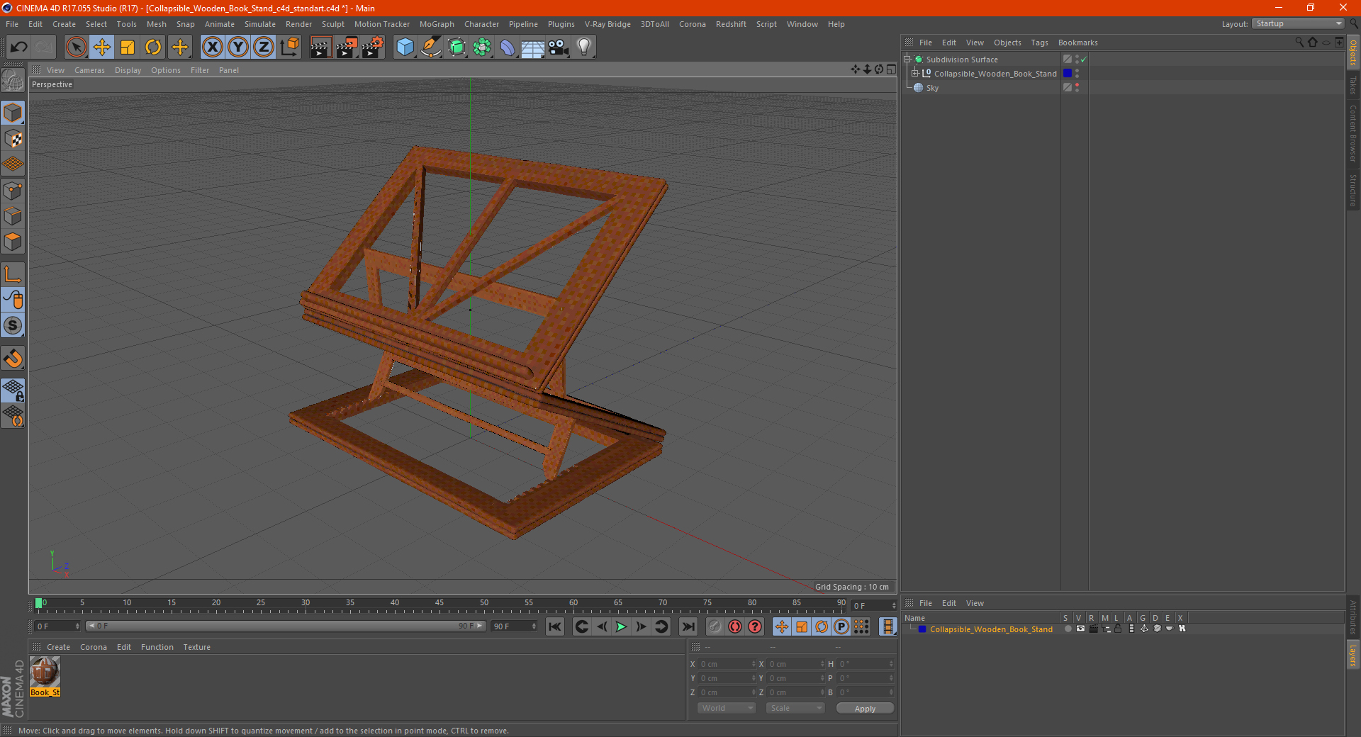 Collapsible Wooden Book Stand 3D model