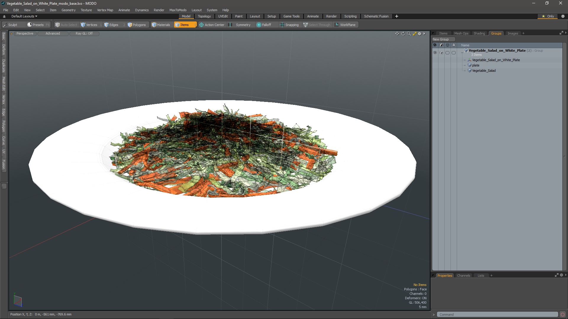 3D model Vegetable Salad on White Plate