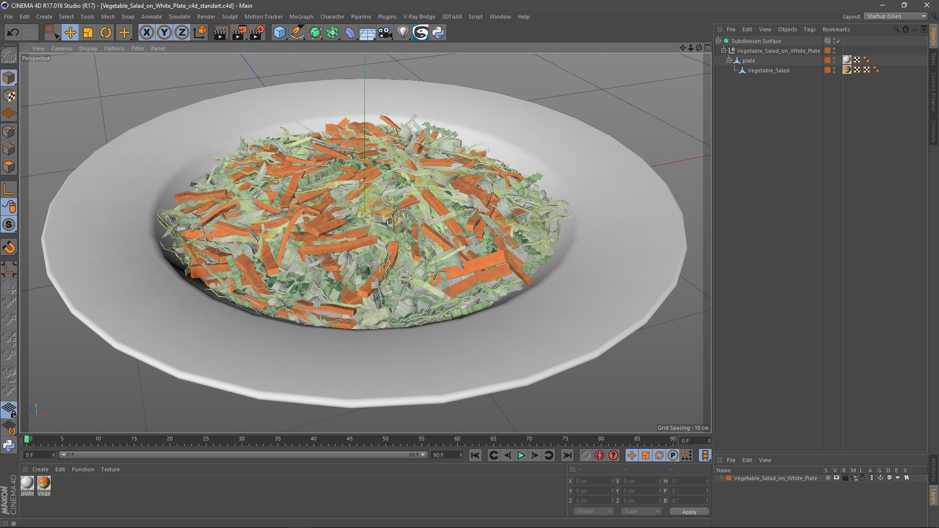 3D model Vegetable Salad on White Plate