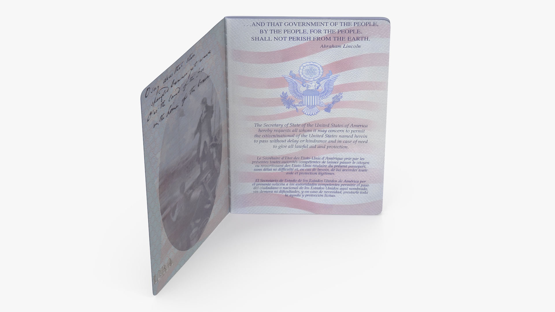 3D United States Passport Open Cover model