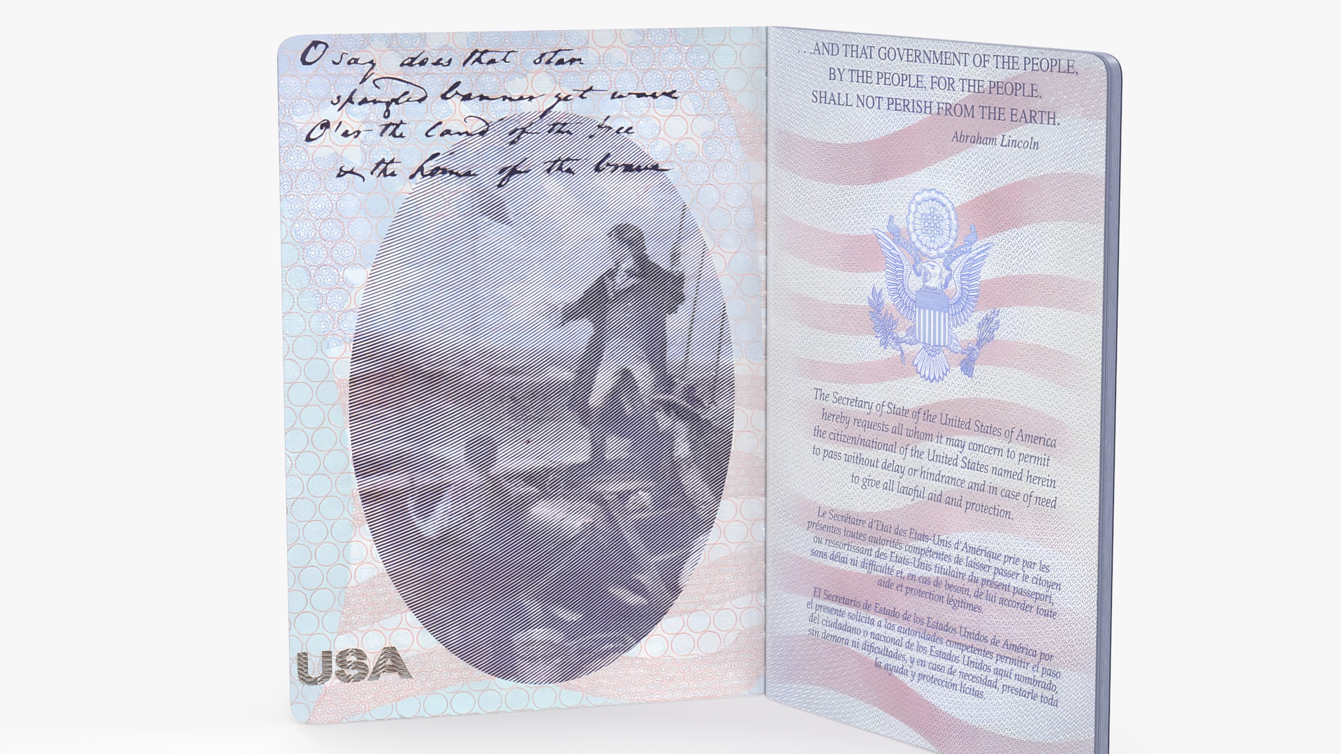 3D United States Passport Open Cover model