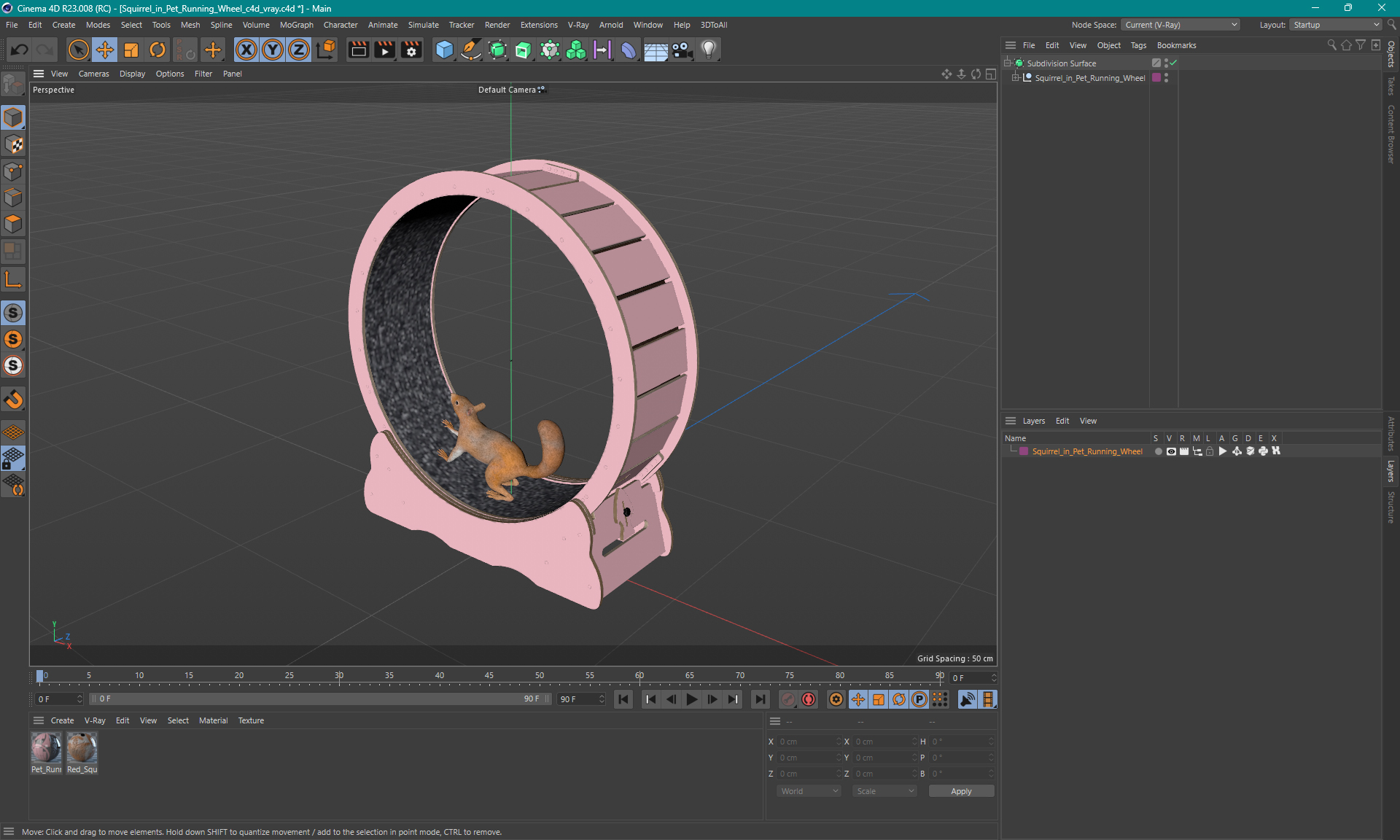 Squirrel in Pet Running Wheel 3D model