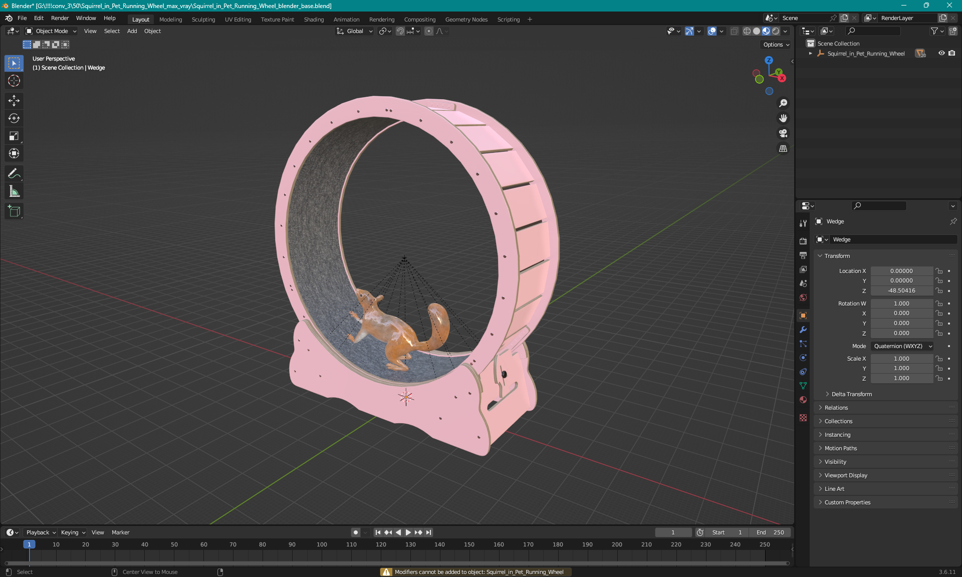 Squirrel in Pet Running Wheel 3D model