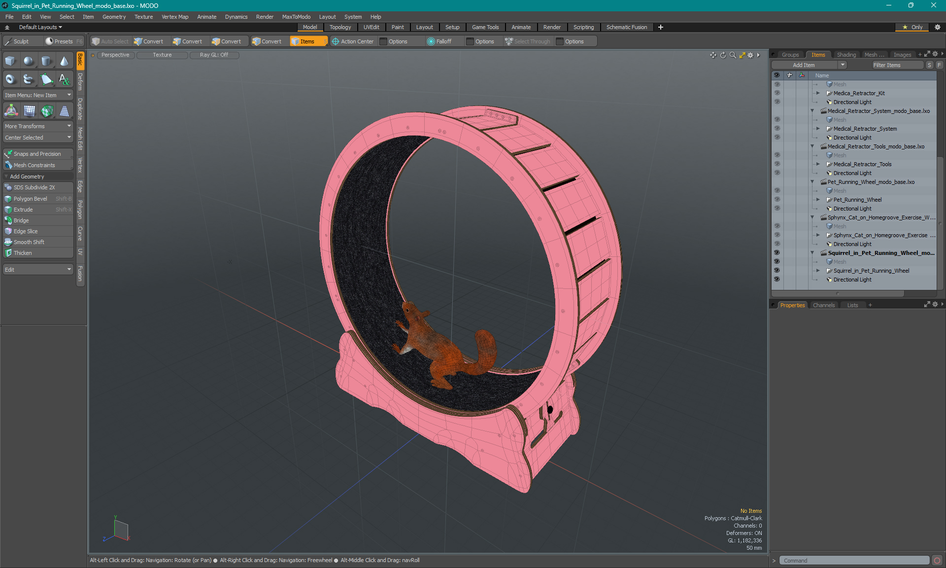 Squirrel in Pet Running Wheel 3D model