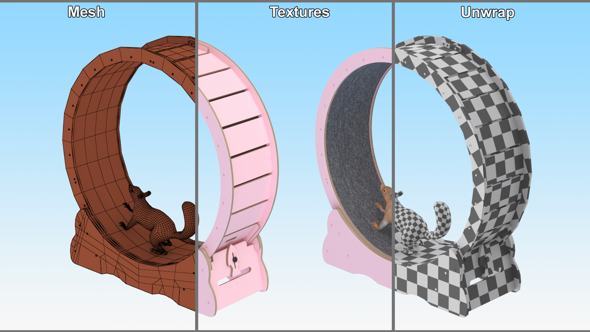 Squirrel in Pet Running Wheel 3D model