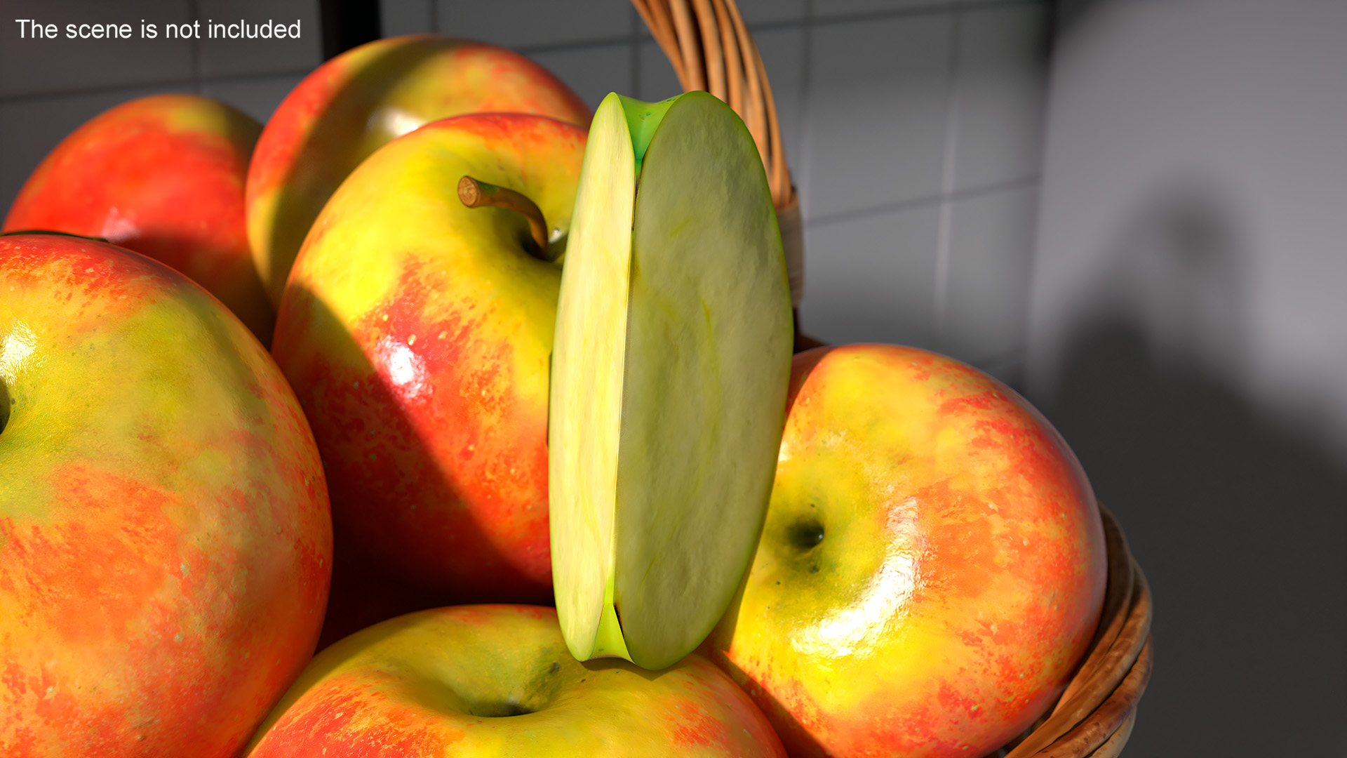 3D Sliced Green Apple model