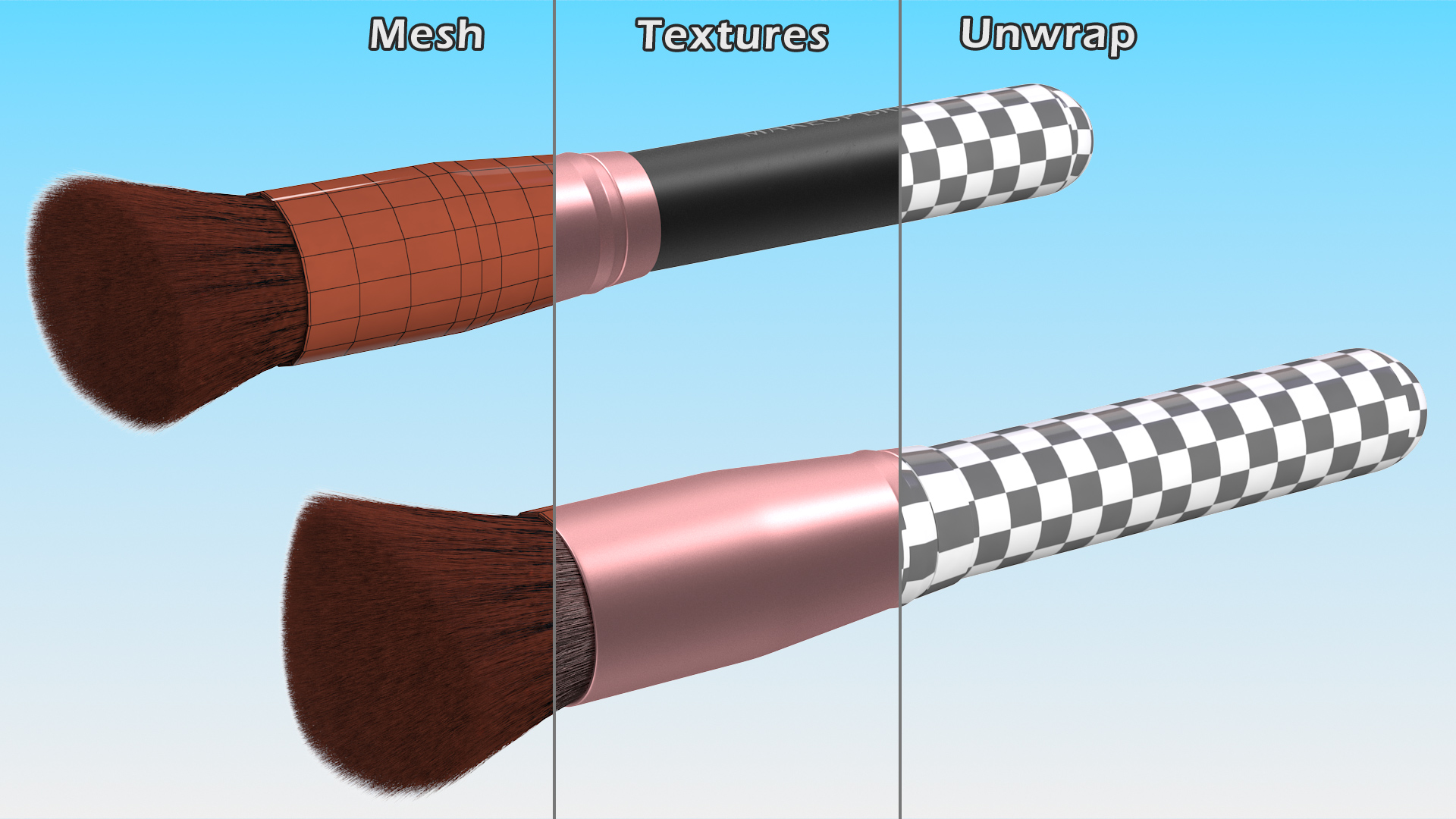 Angled and Flat Angled Makeup Brush Fur 3D model