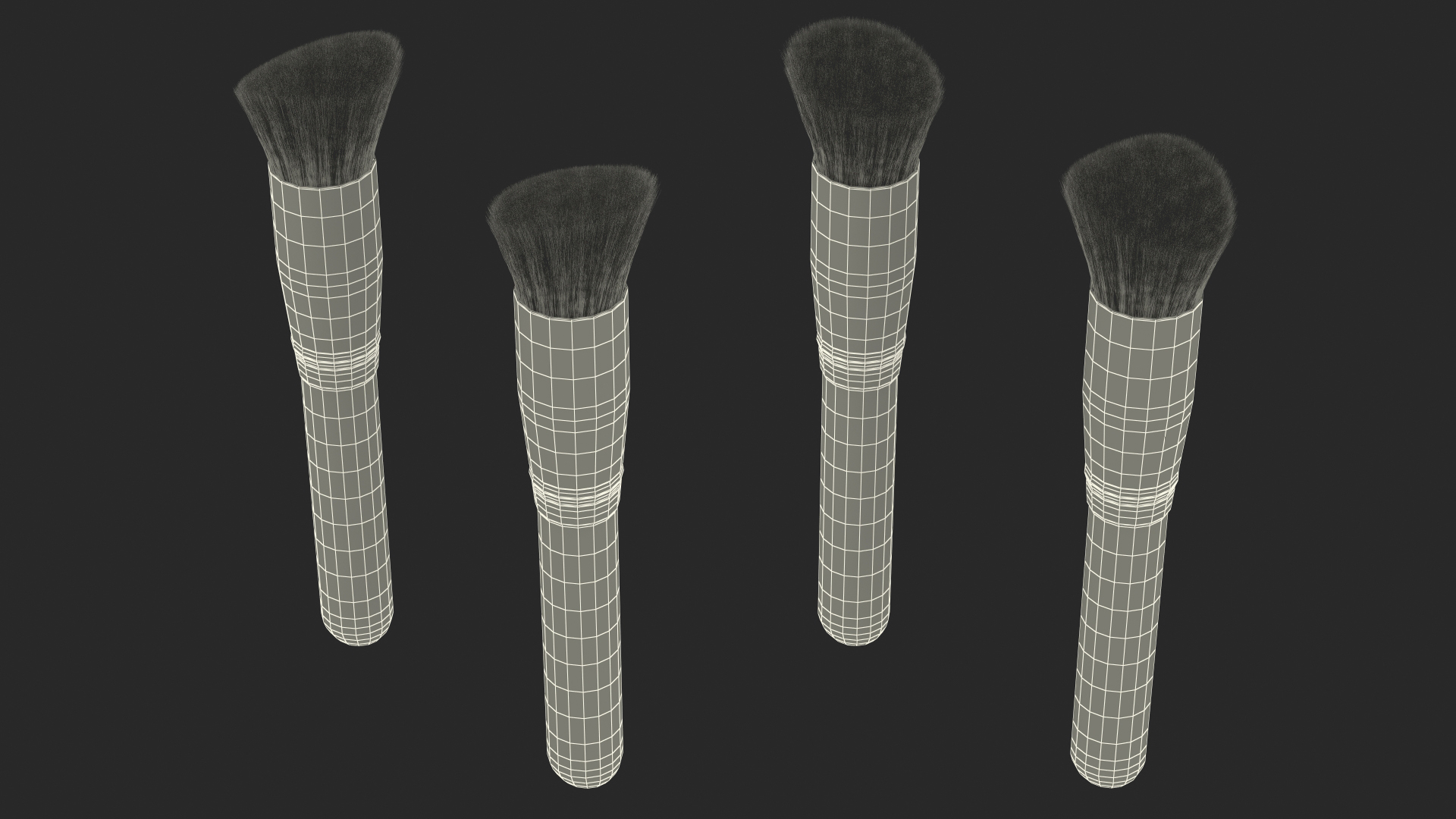 Angled and Flat Angled Makeup Brush Fur 3D model