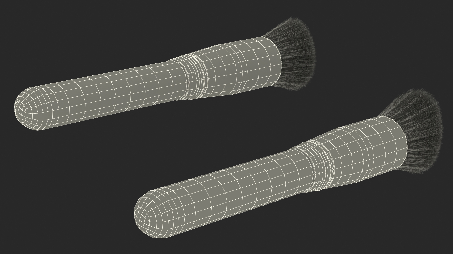 Angled and Flat Angled Makeup Brush Fur 3D model