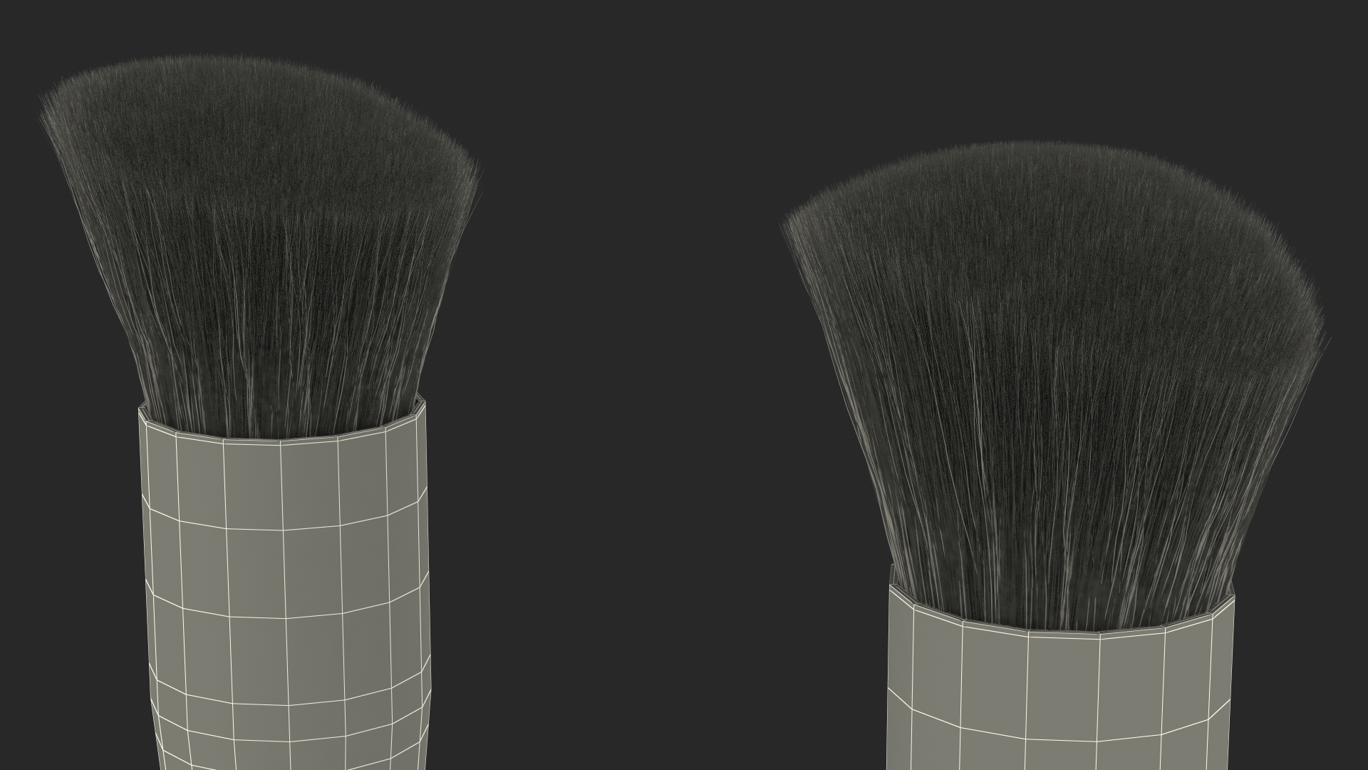 Angled and Flat Angled Makeup Brush Fur 3D model