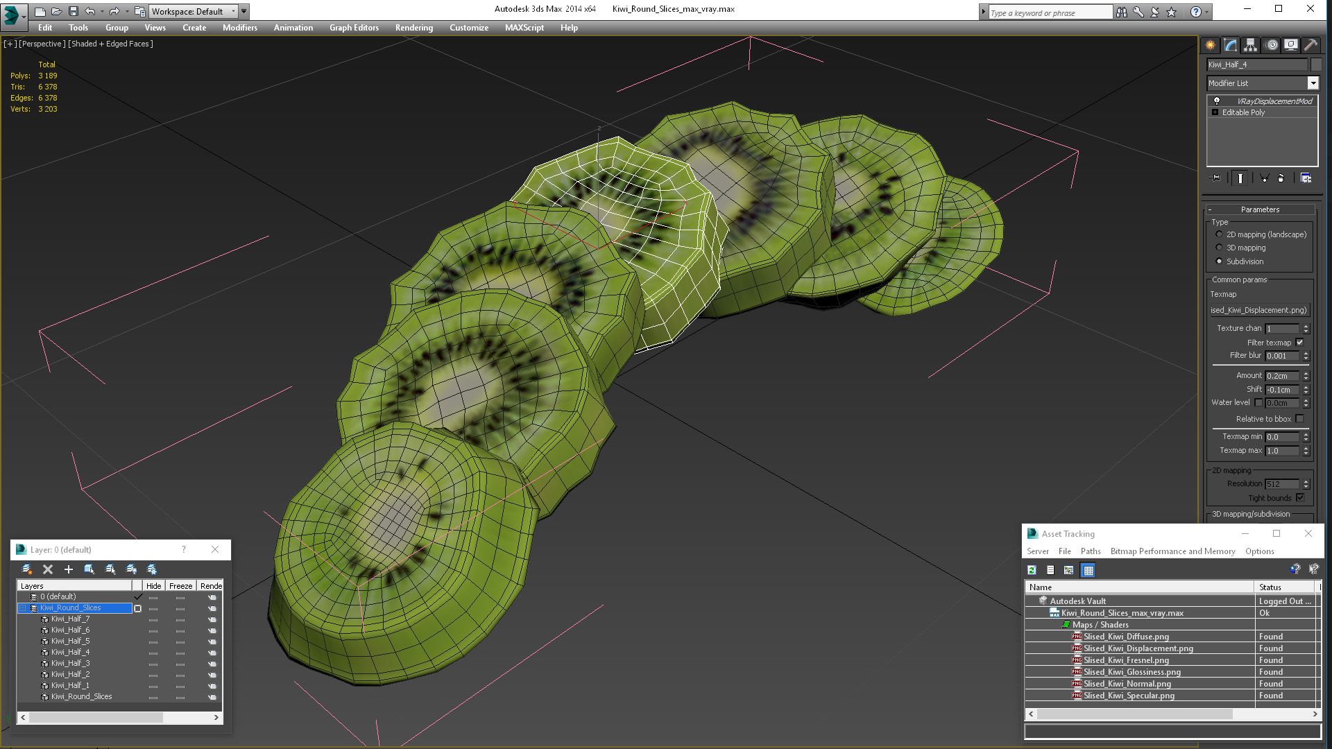 Kiwi Round Slices 3D