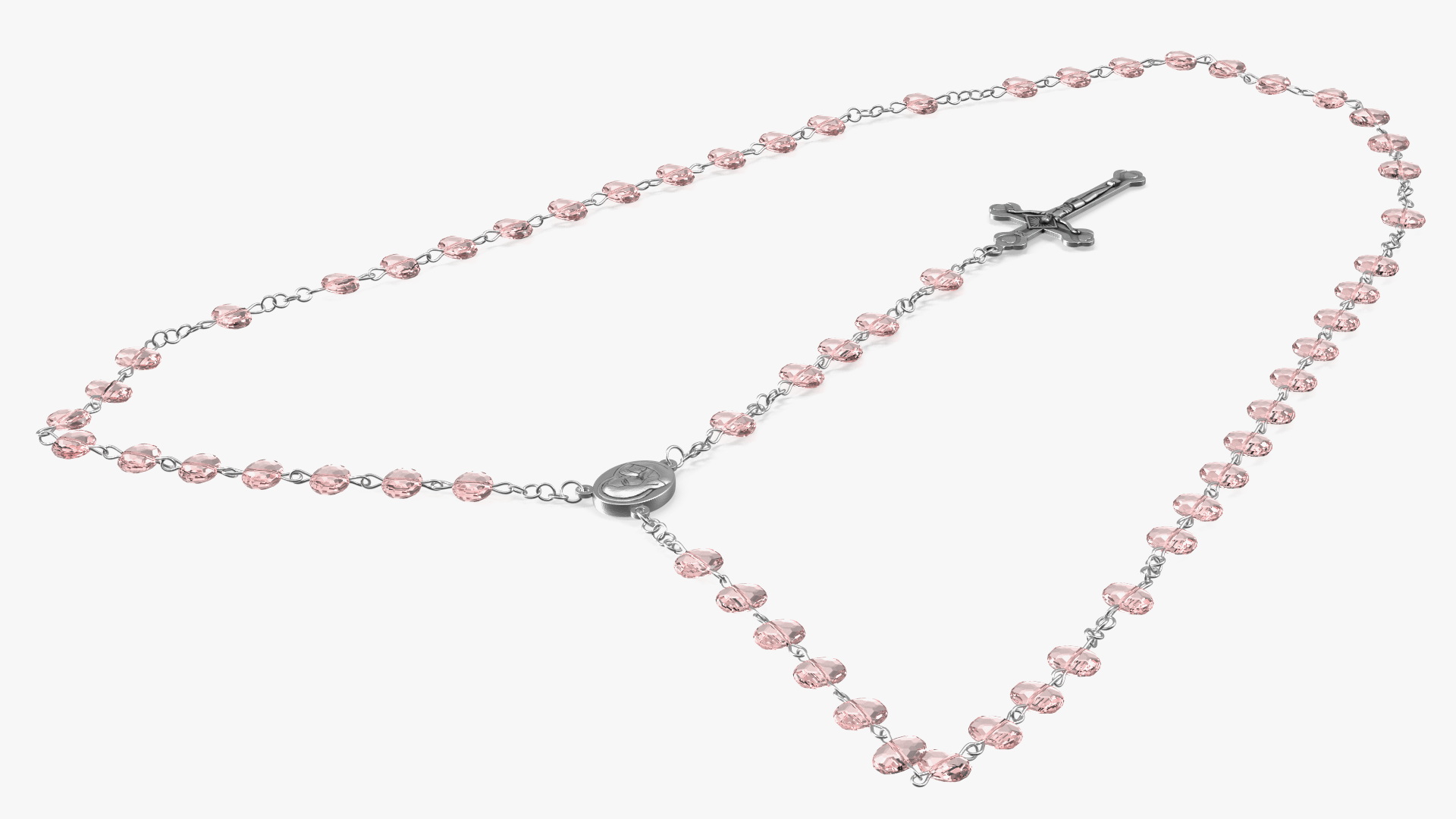 3D model Catholic Rosary Beads with Cross Pendant Pink